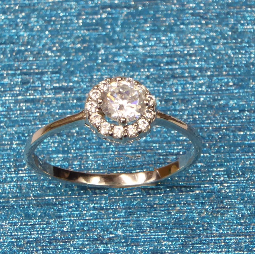 925 Silver CZ Round Ring