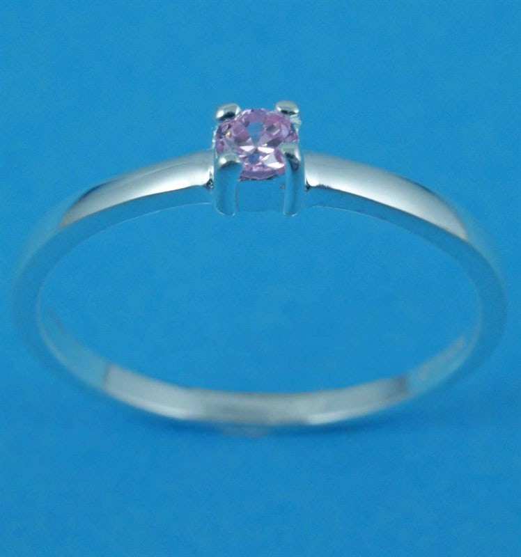 925 Silver Rose Pink Ring