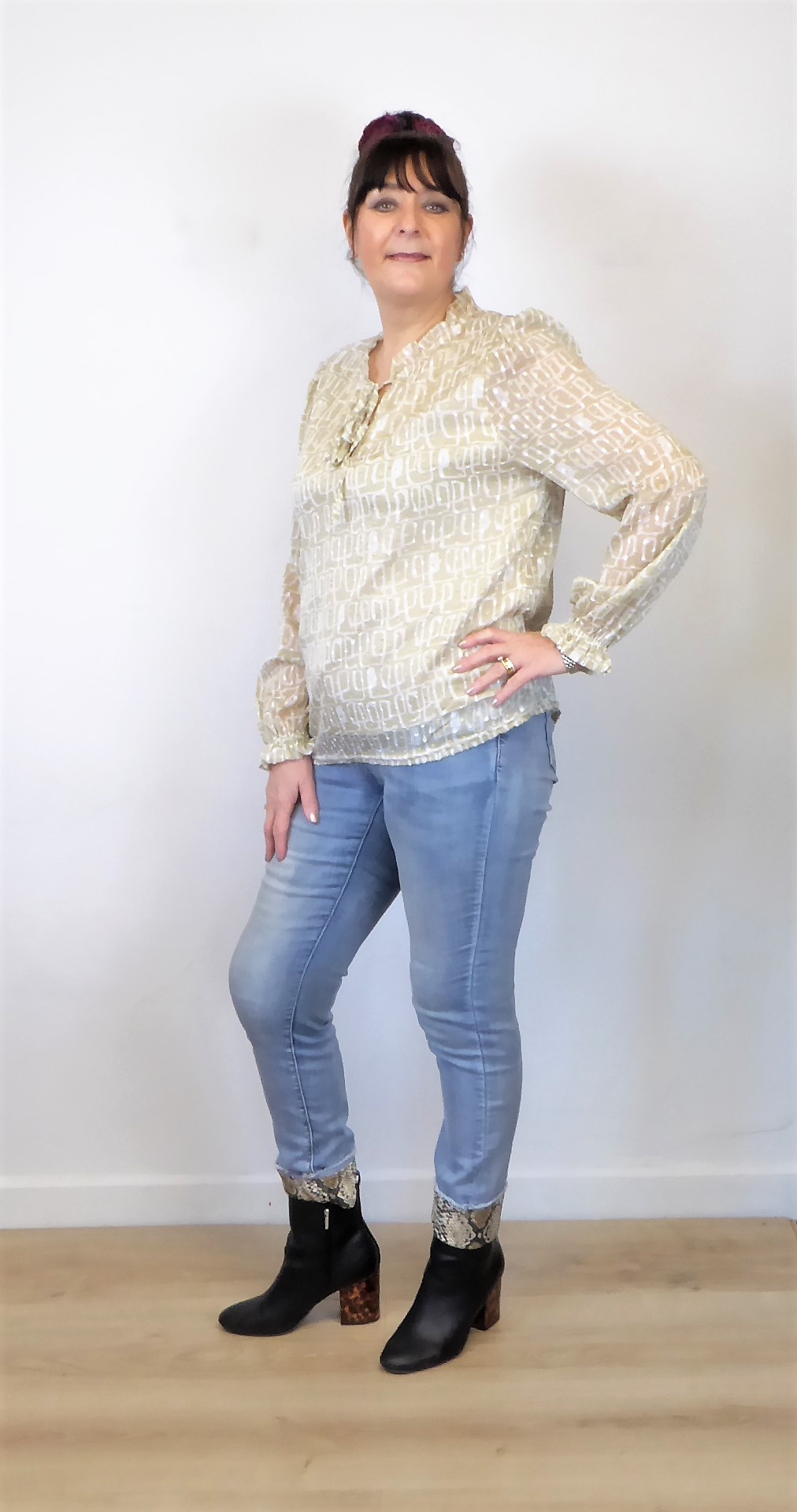 Beige and Cream Blouse - Image 3