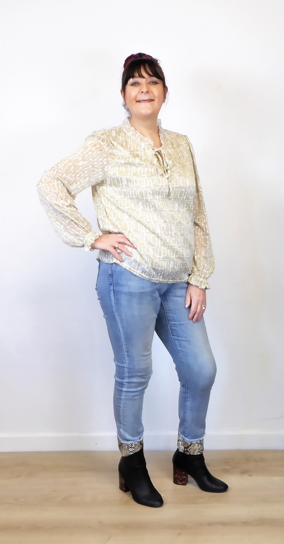 Beige and Cream Blouse - Image 4