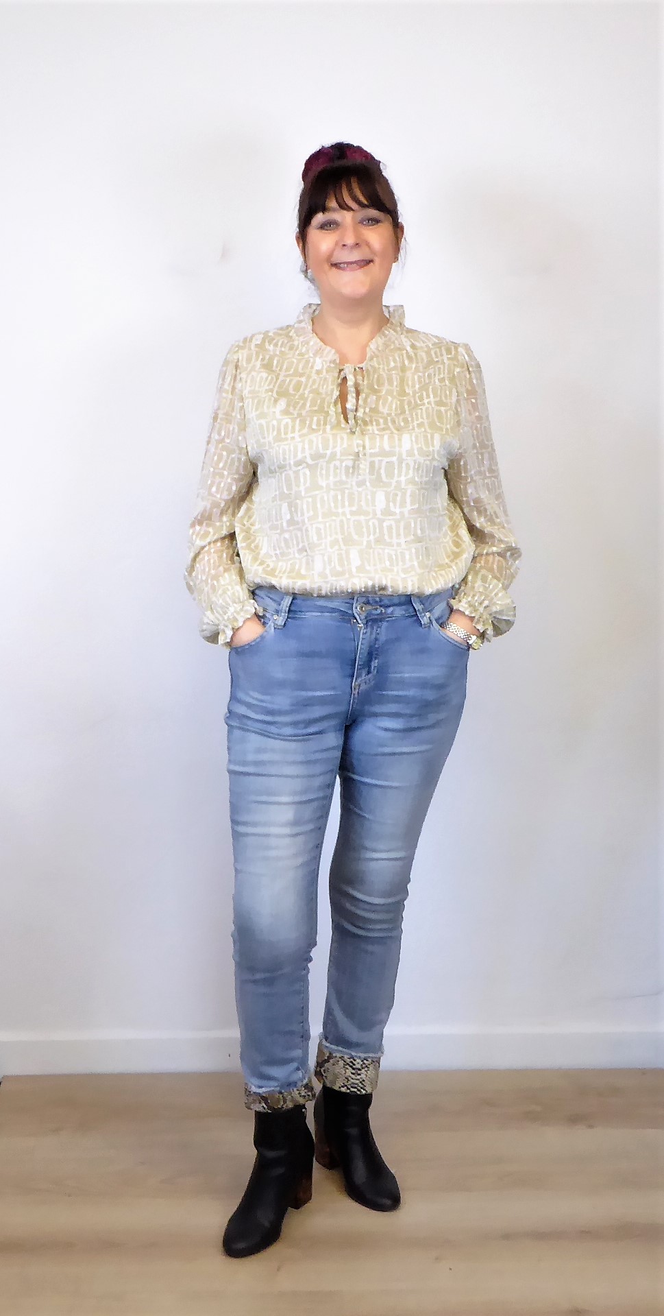 Beige and Cream Blouse - Image 5