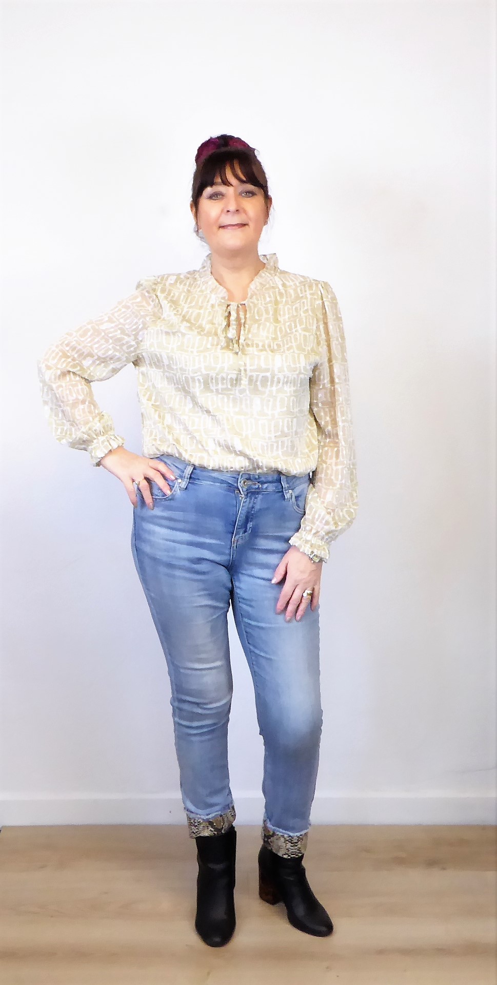 Beige and Cream Blouse - Image 6