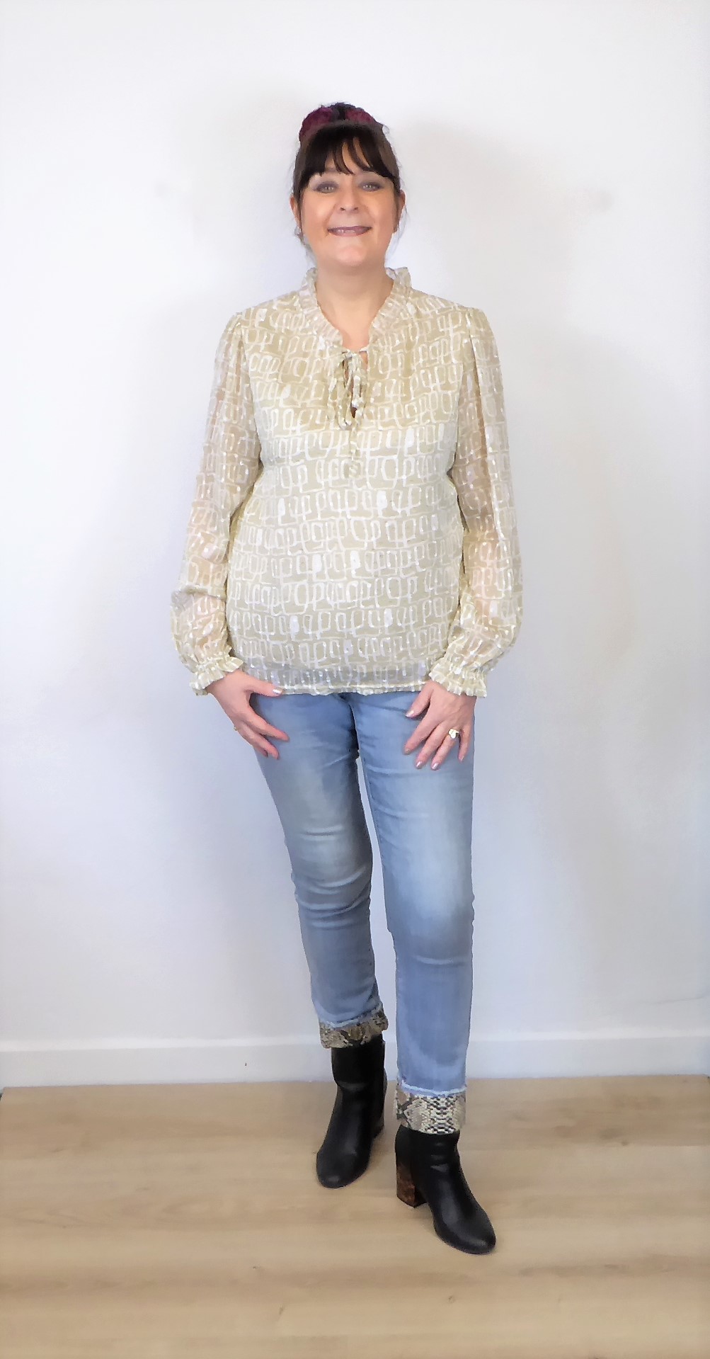 Beige and Cream Blouse - Image 2