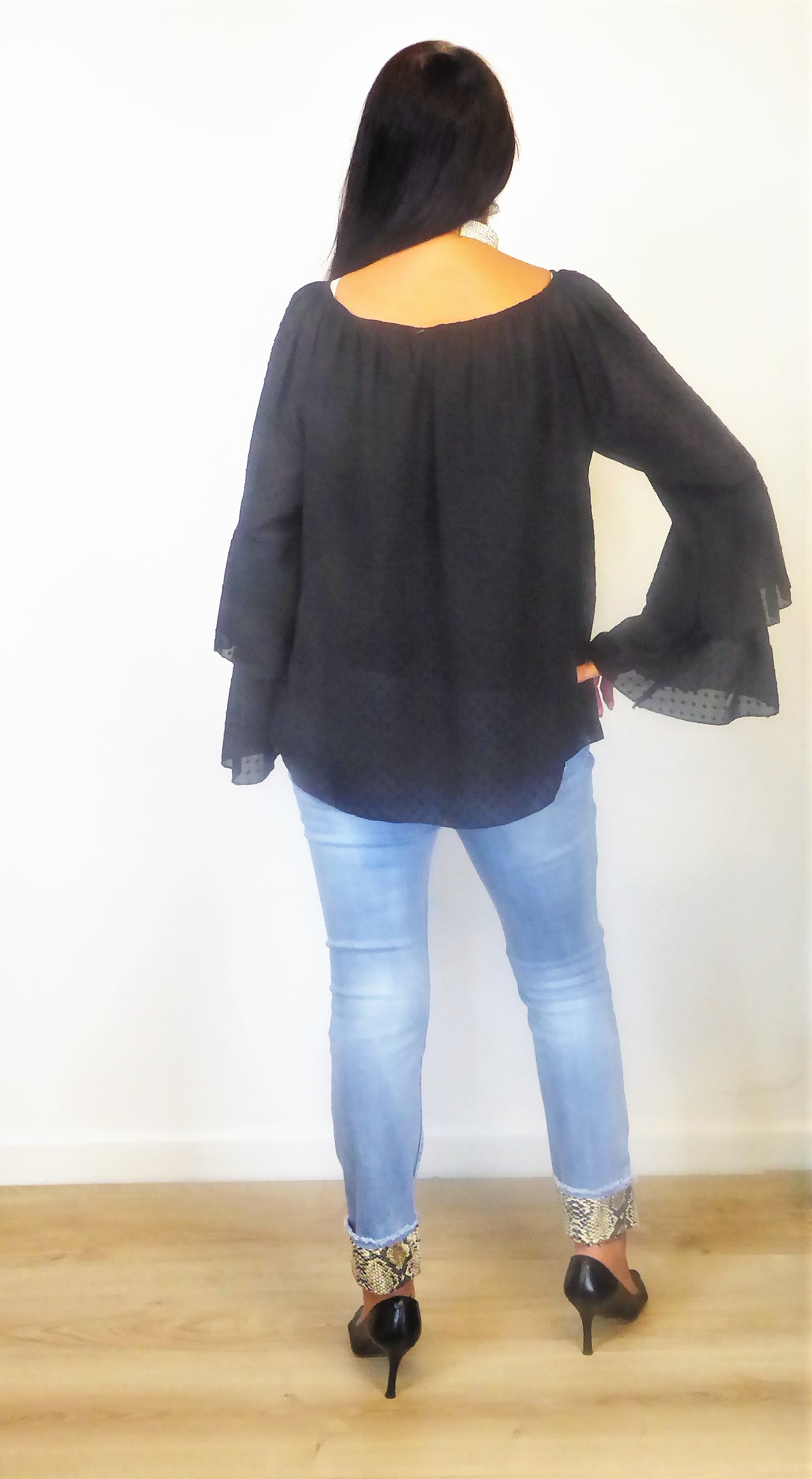 Black Frilled Blouse - Image 5