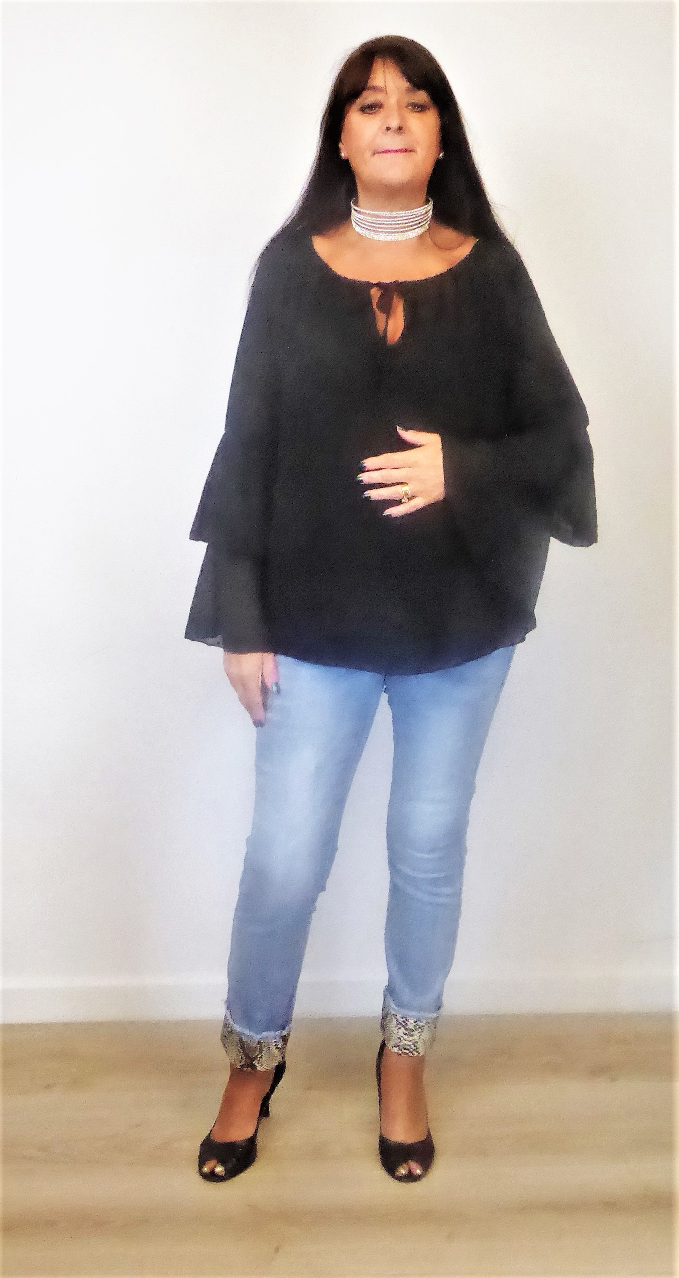 Black Frilled Blouse