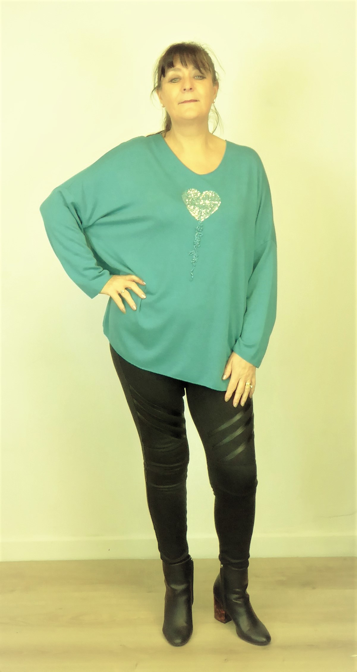 Green Heart Sequin Jumper - Image 2