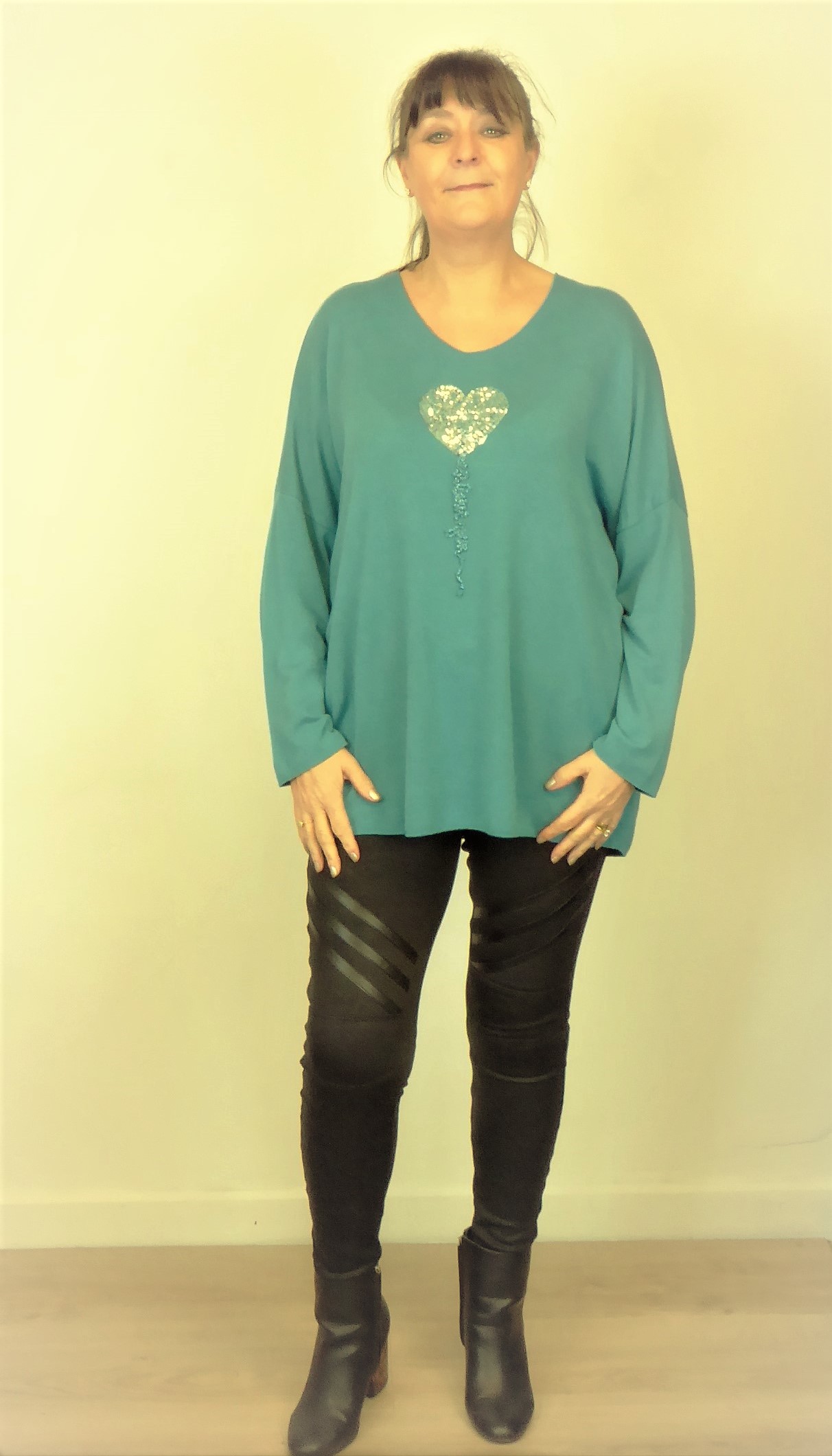 Green Heart Sequin Jumper