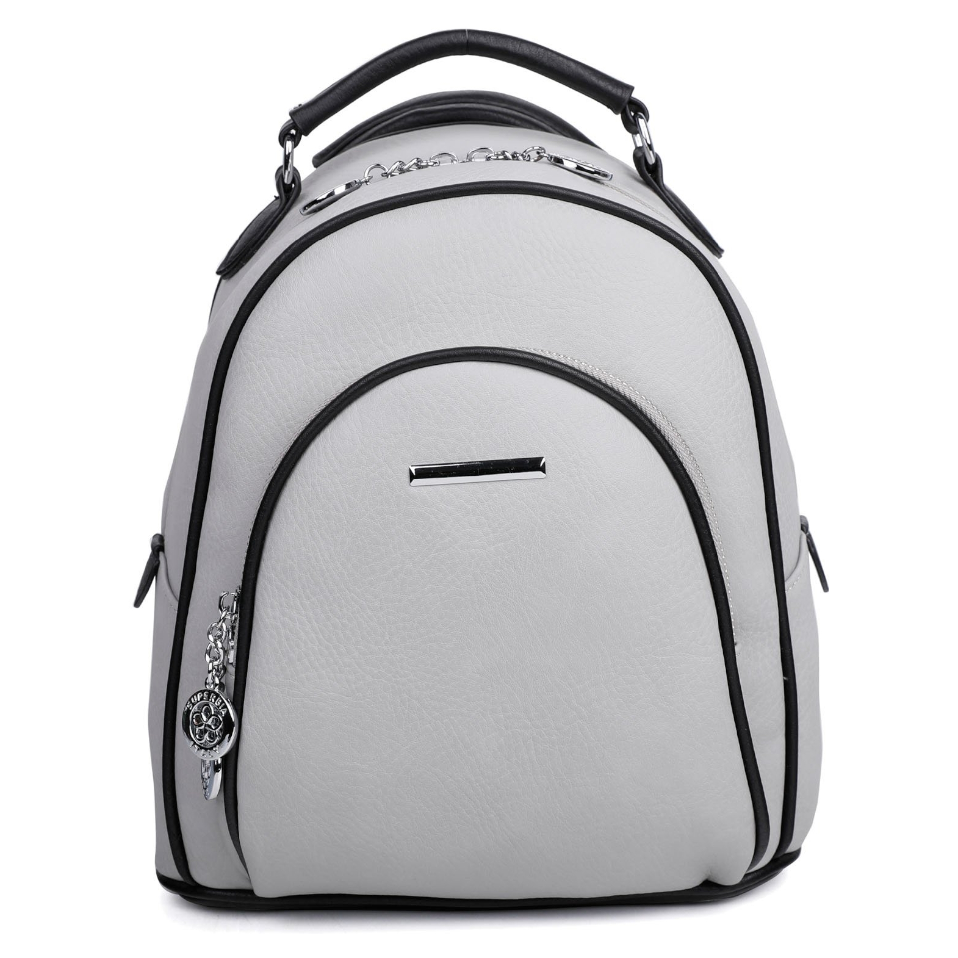 Grey Faux Leather Rucksack