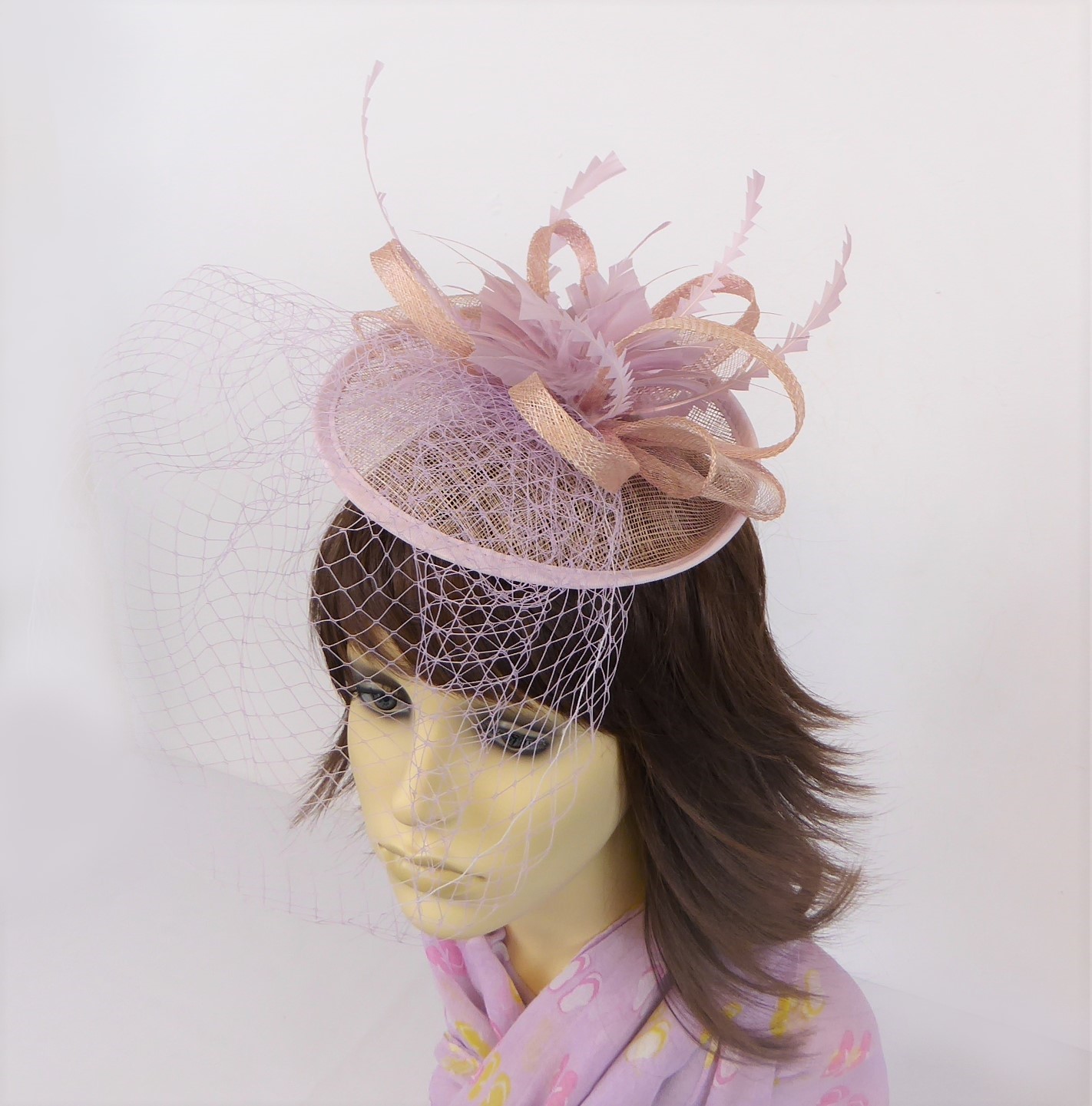 Light Pink Bow Feather Hatinator - Image 6