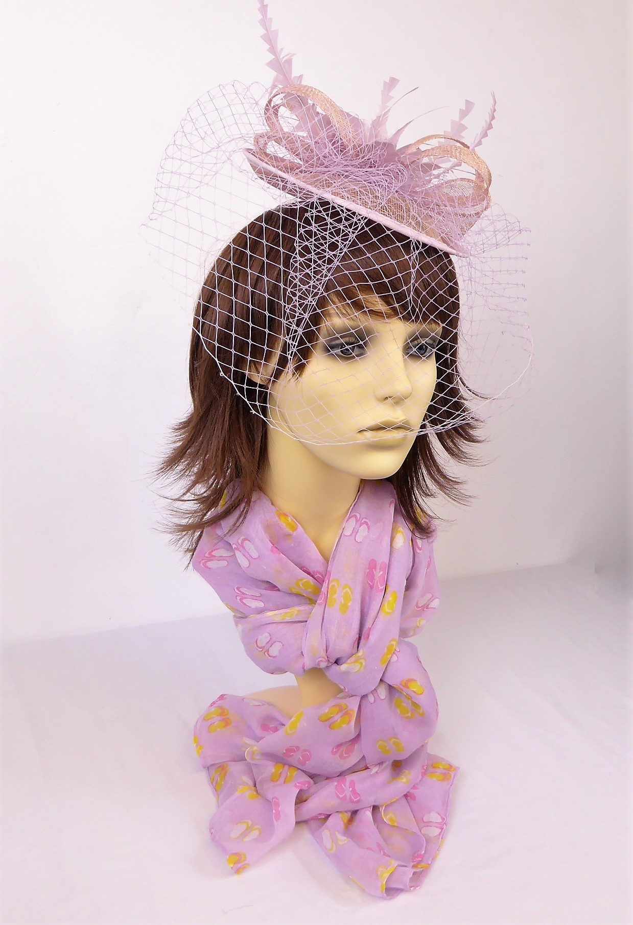 Light Pink Bow Feather Hatinator - Image 5