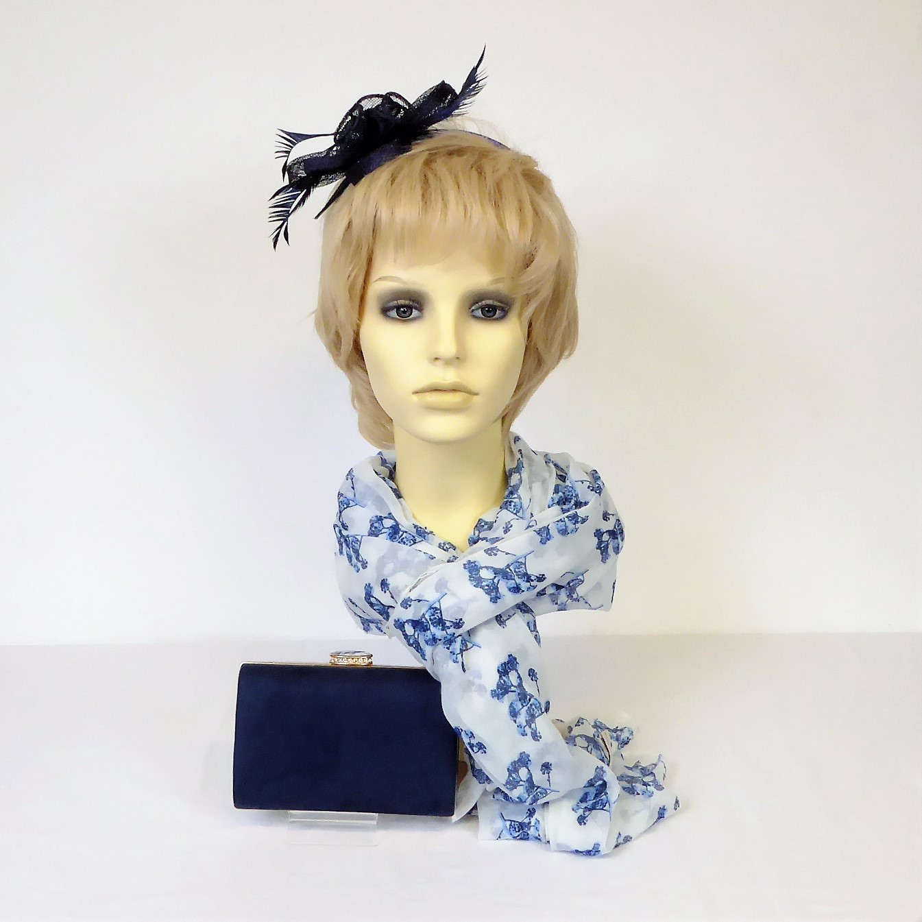 Navy Bow Flower Fascinator