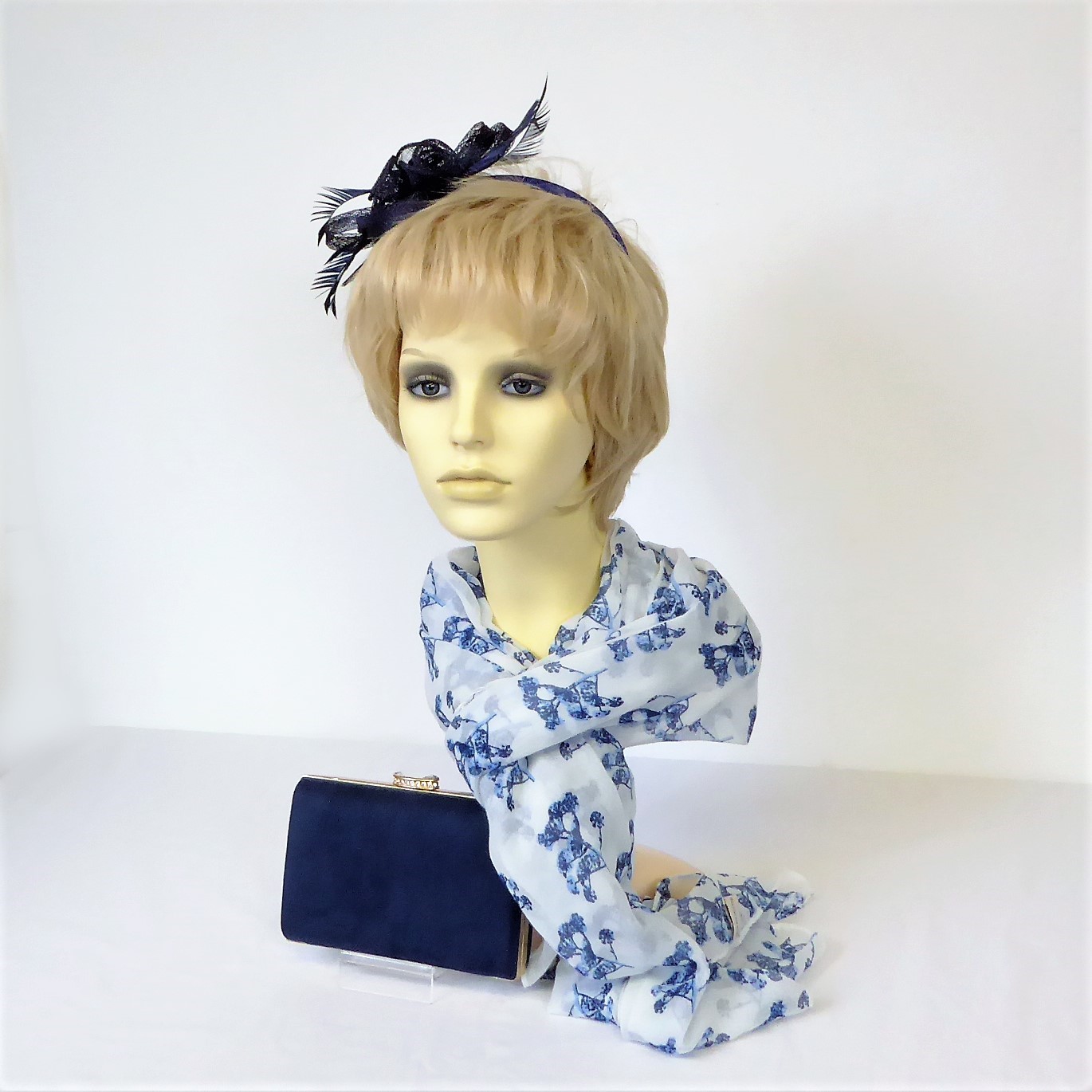 Navy Bow Flower Fascinator - Image 5