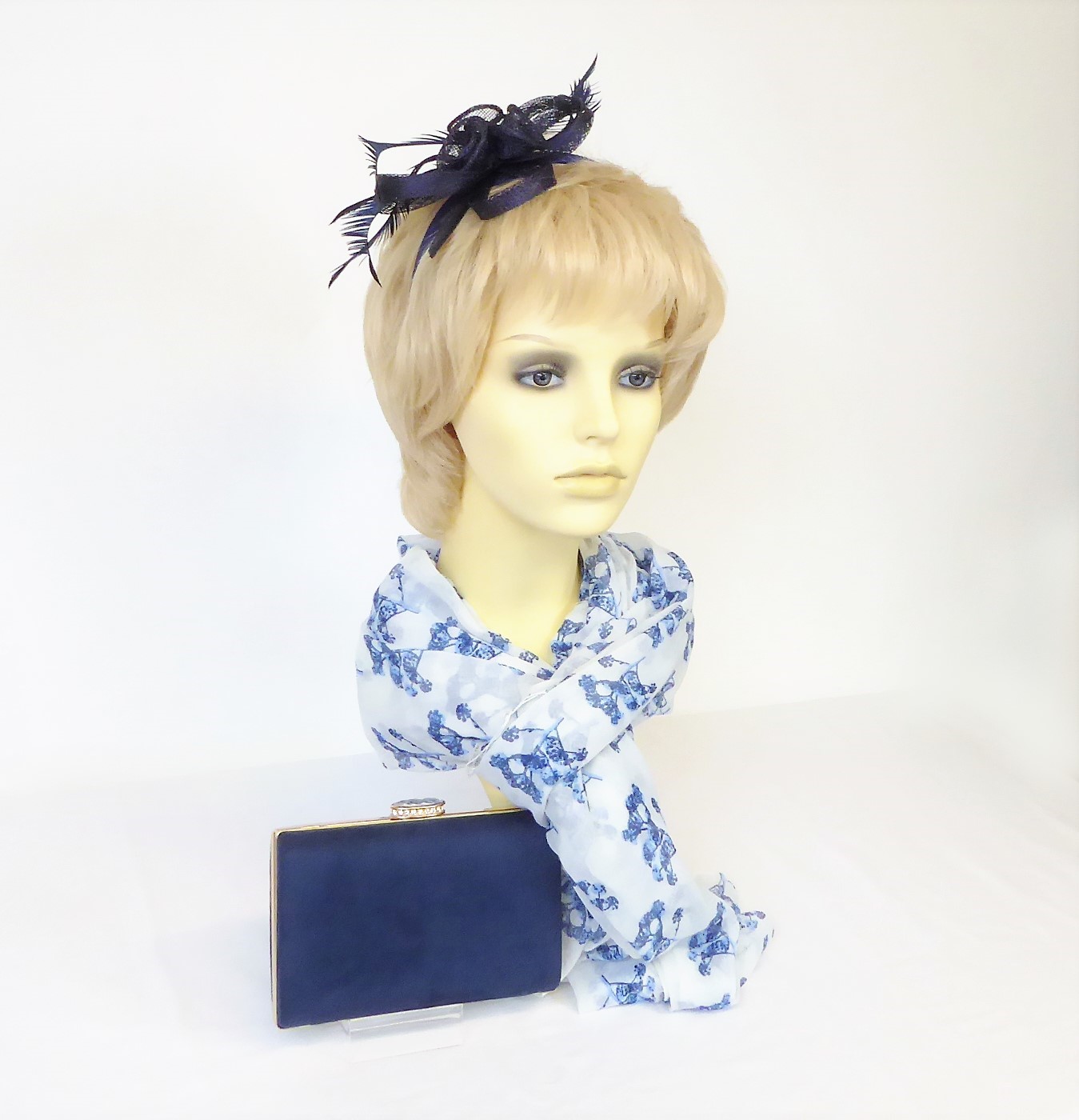 Navy Bow Flower Fascinator - Image 6