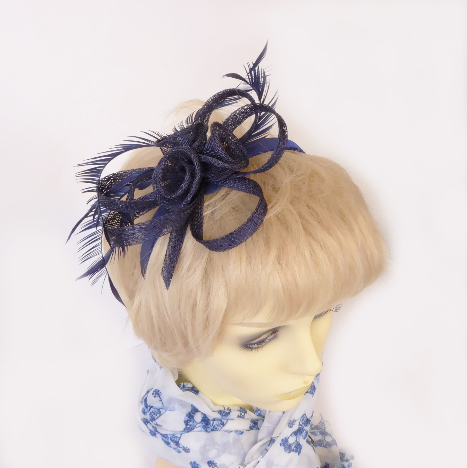 Navy Bow Flower Fascinator - Image 8