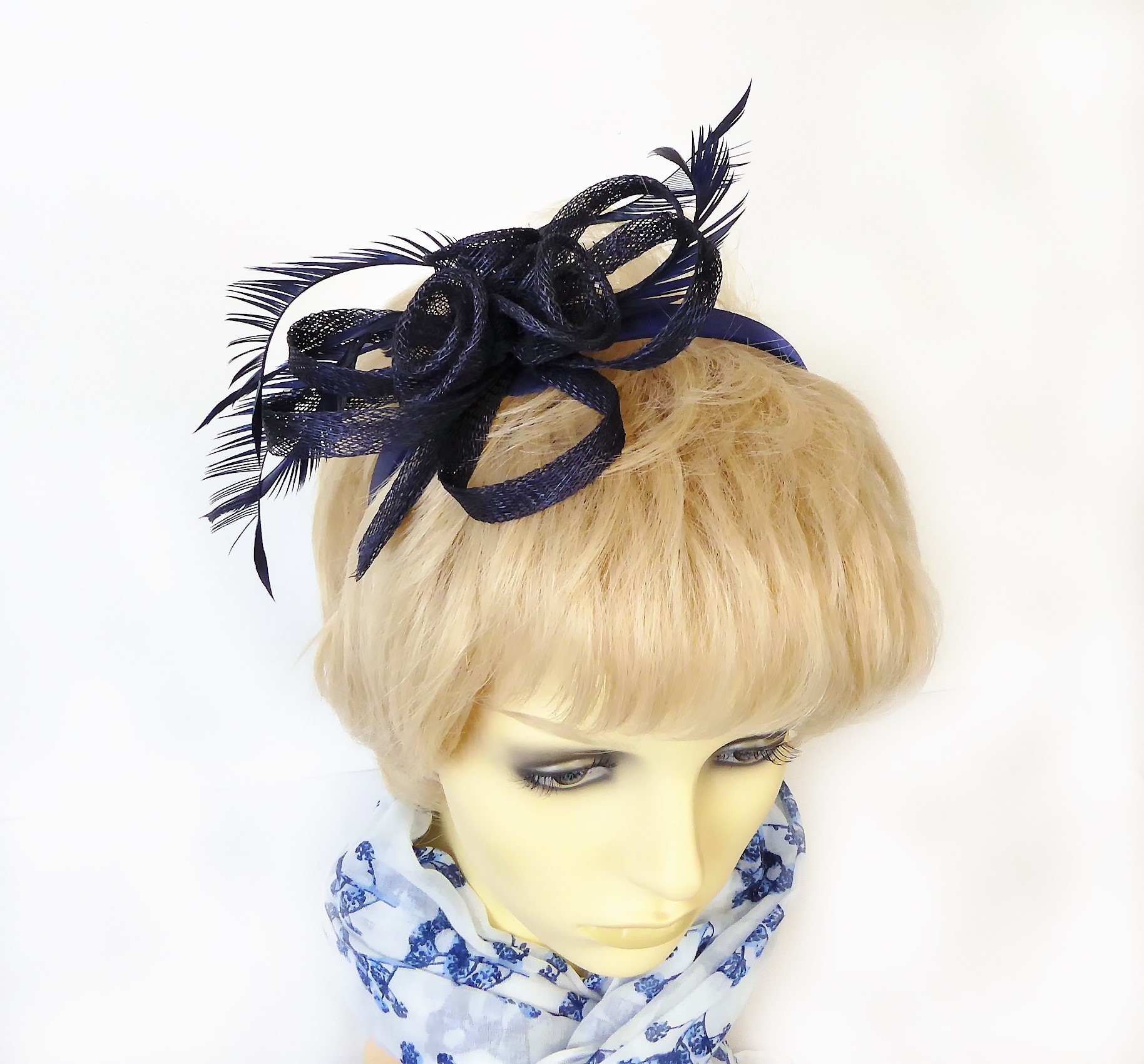 Navy Bow Flower Fascinator - Image 9