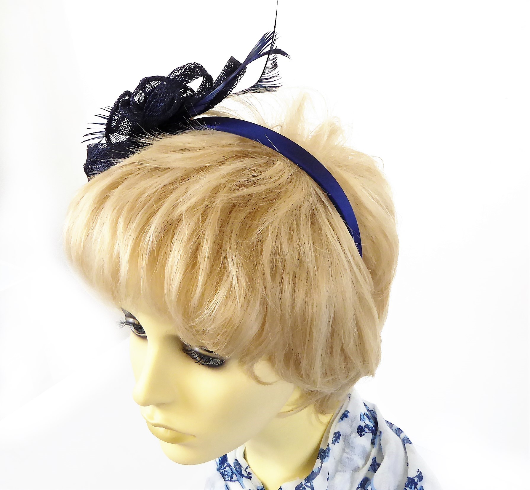 Navy Bow Flower Fascinator - Image 10