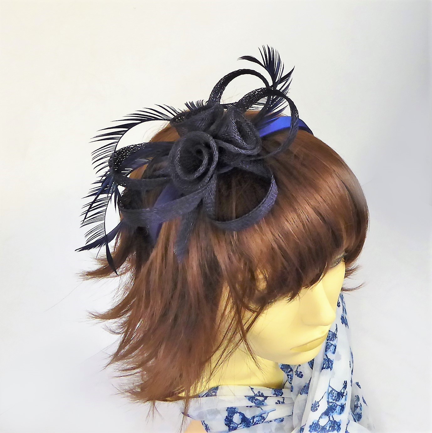 Navy Bow Flower Fascinator - Image 3