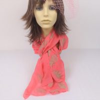 Peach Embroidered Leaf Shawl