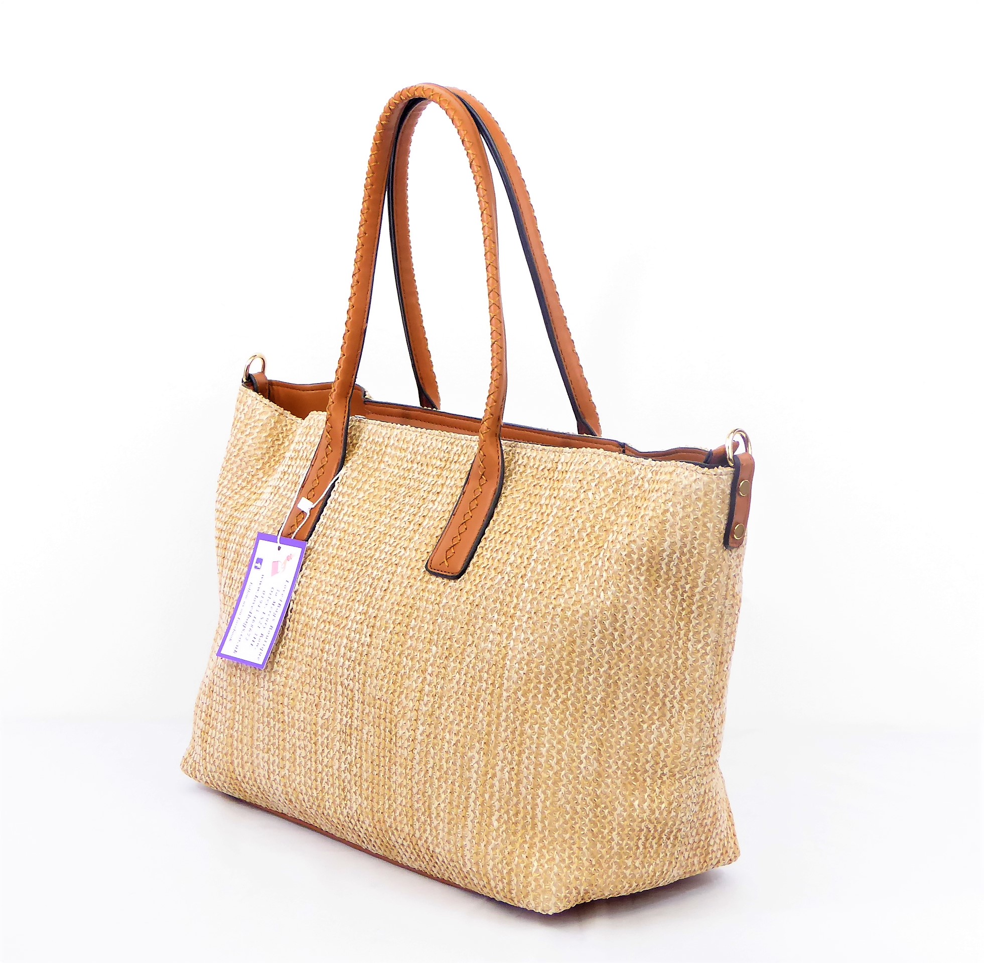 Brown Weave Shopper Tote - Image 2