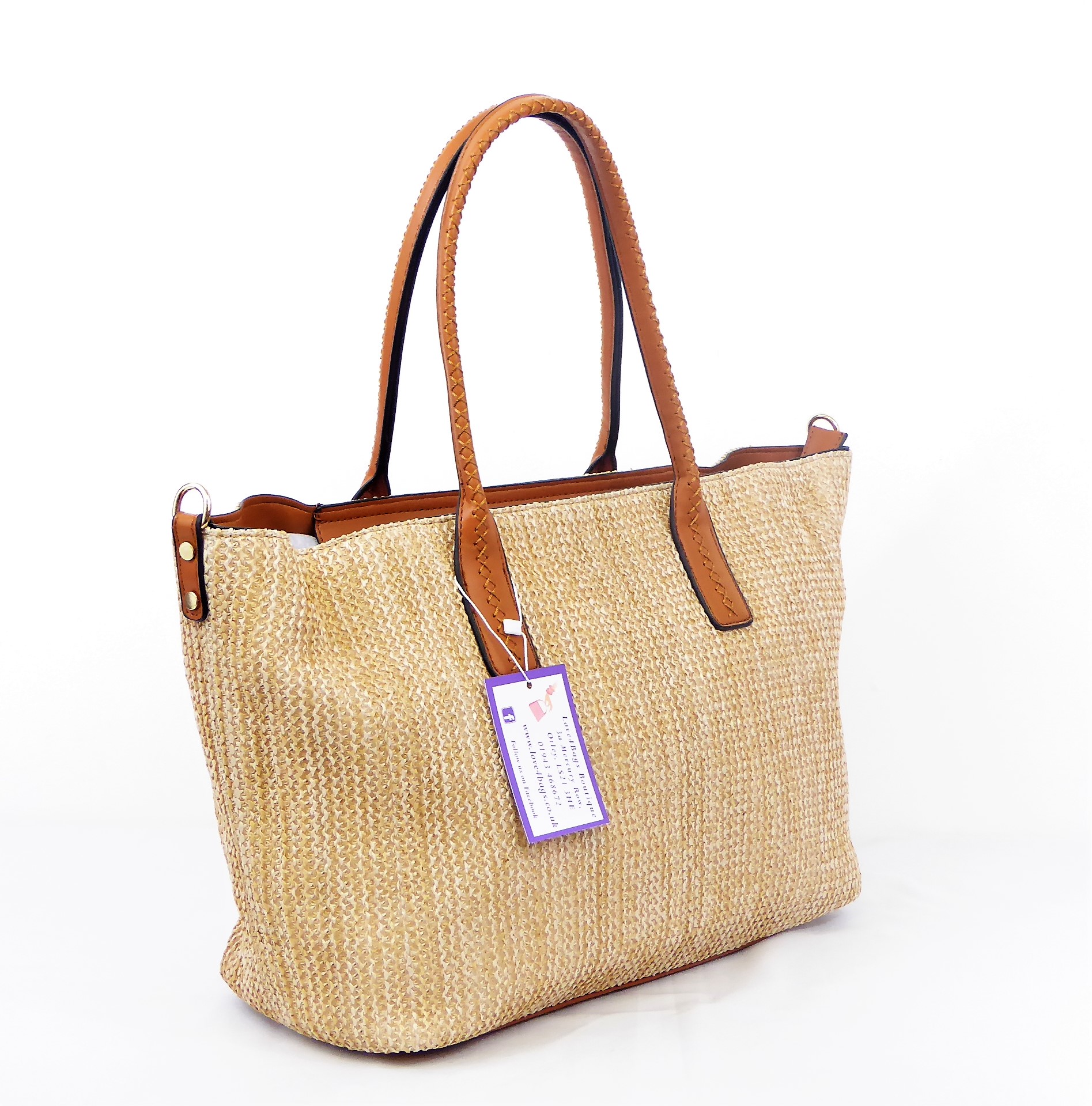 Brown Weave Shopper Tote - Image 3
