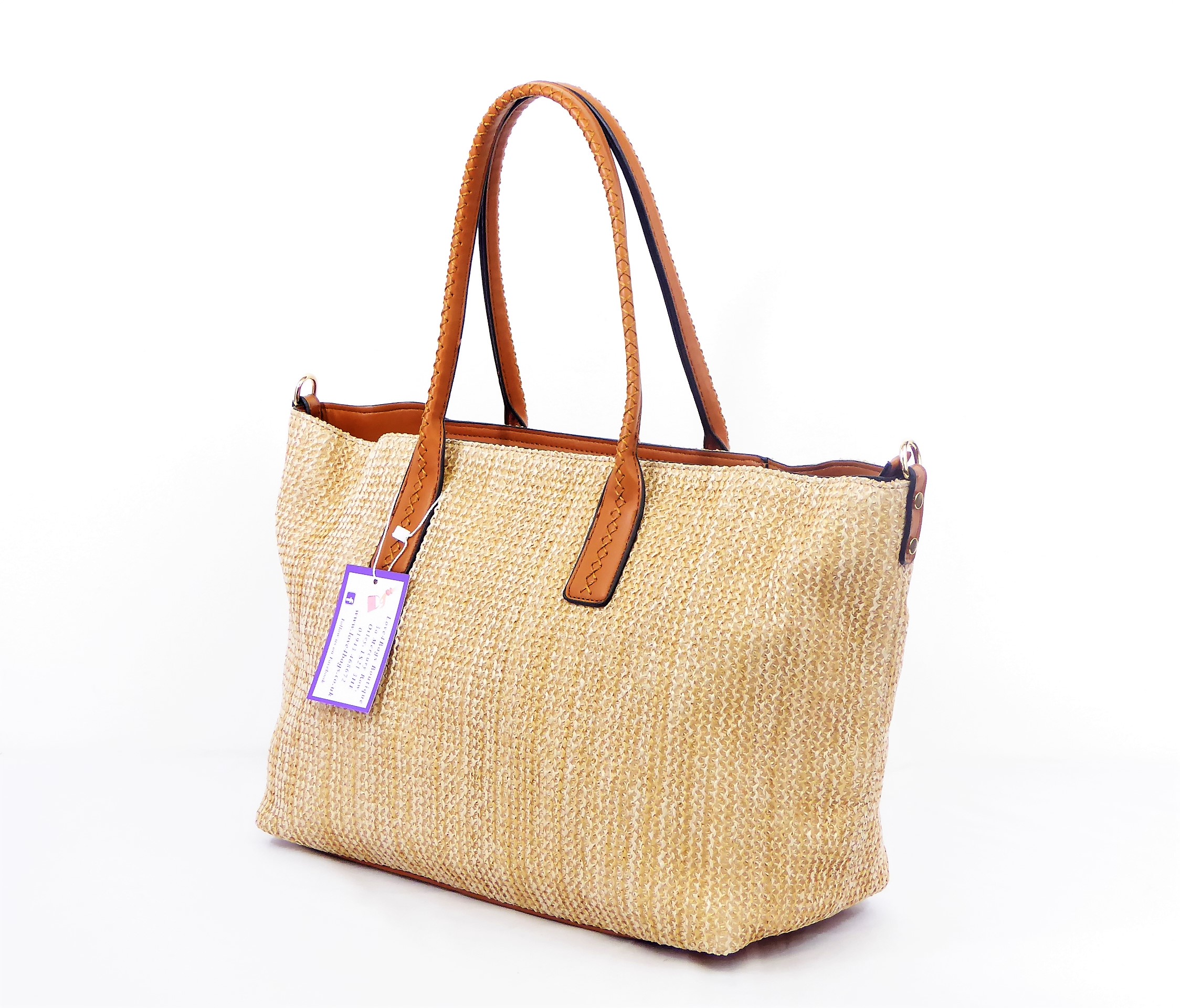 Brown Weave Shopper Tote - Image 4