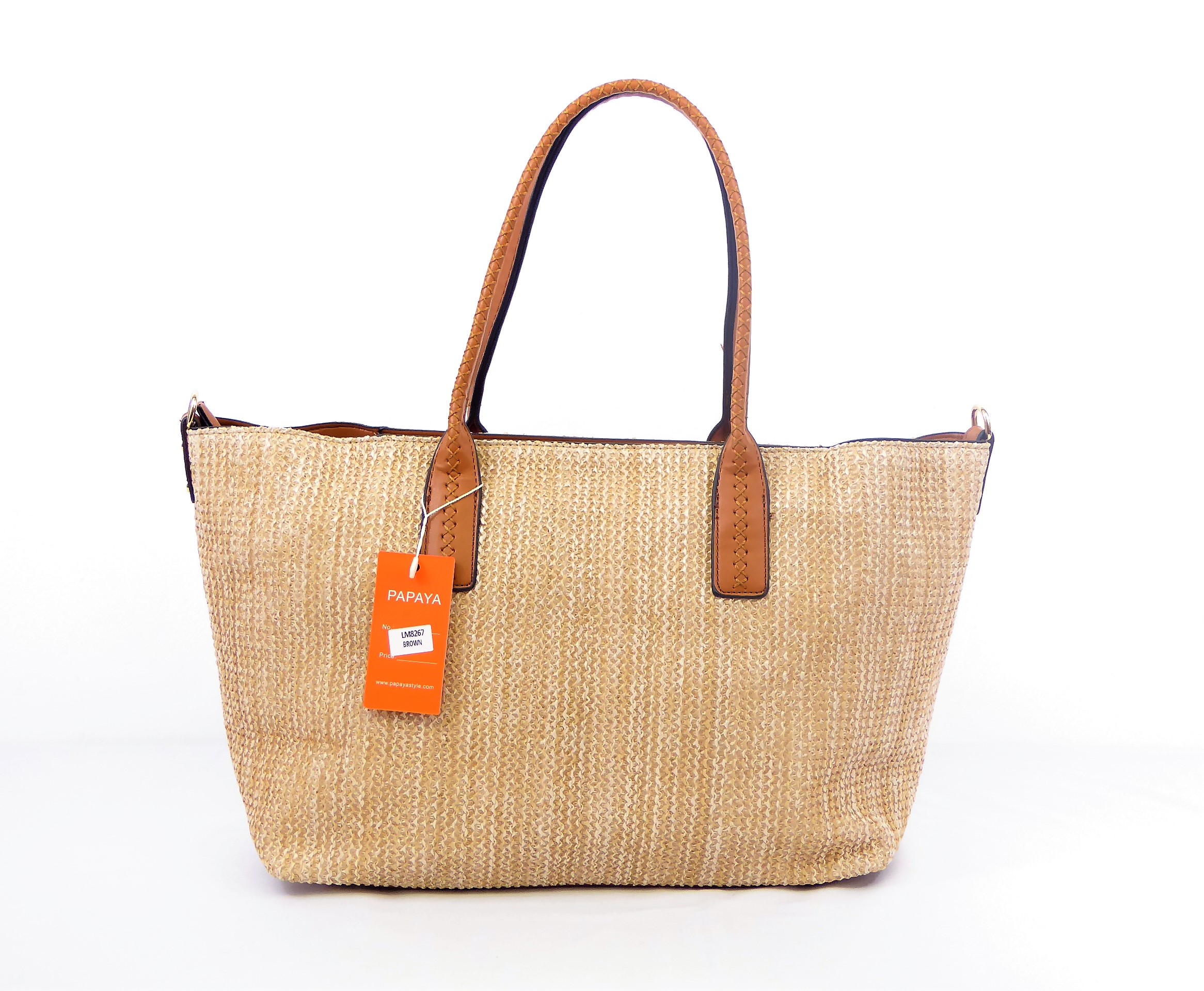 Brown Weave Shopper Tote - Image 5