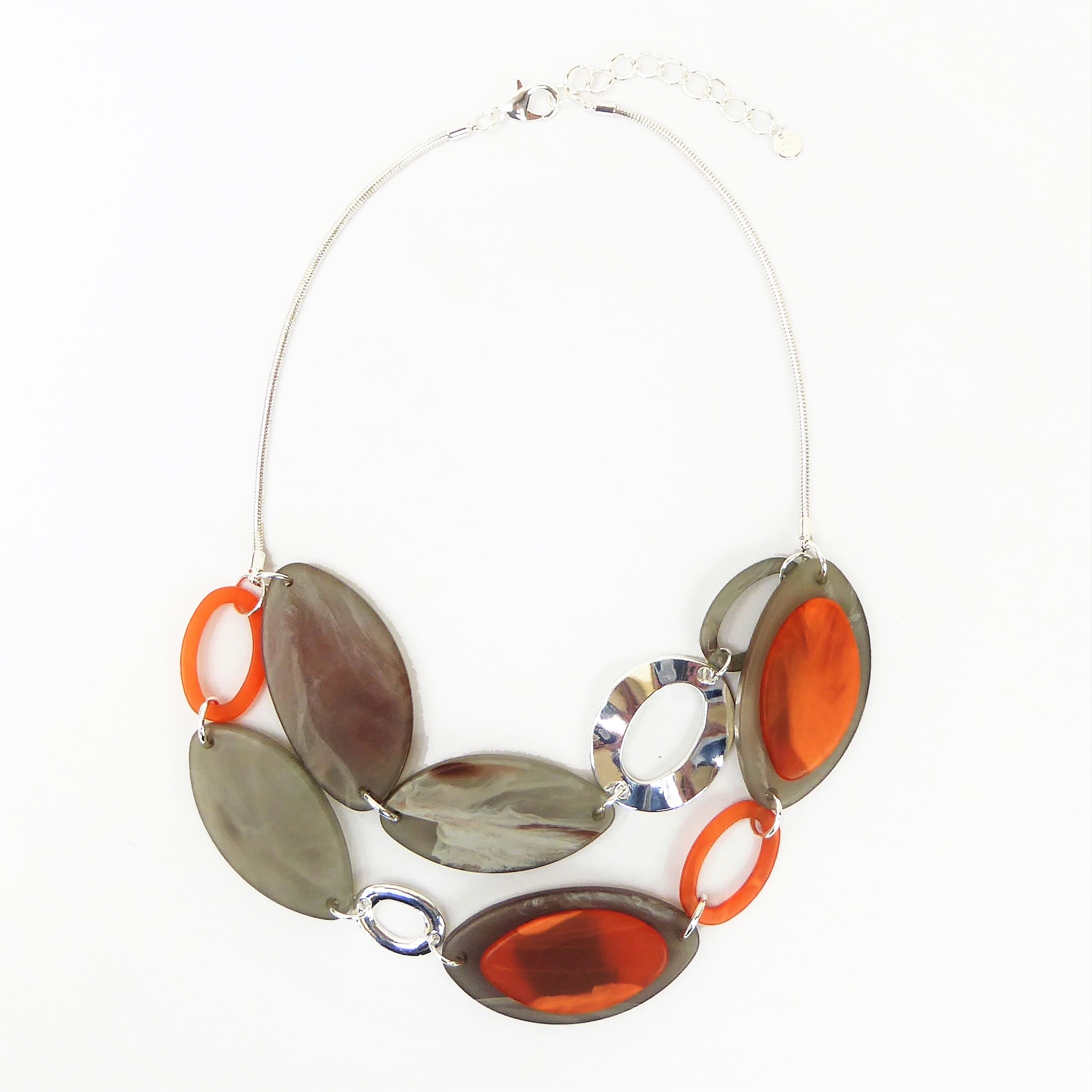 Grey Marbled Pebble Necklace