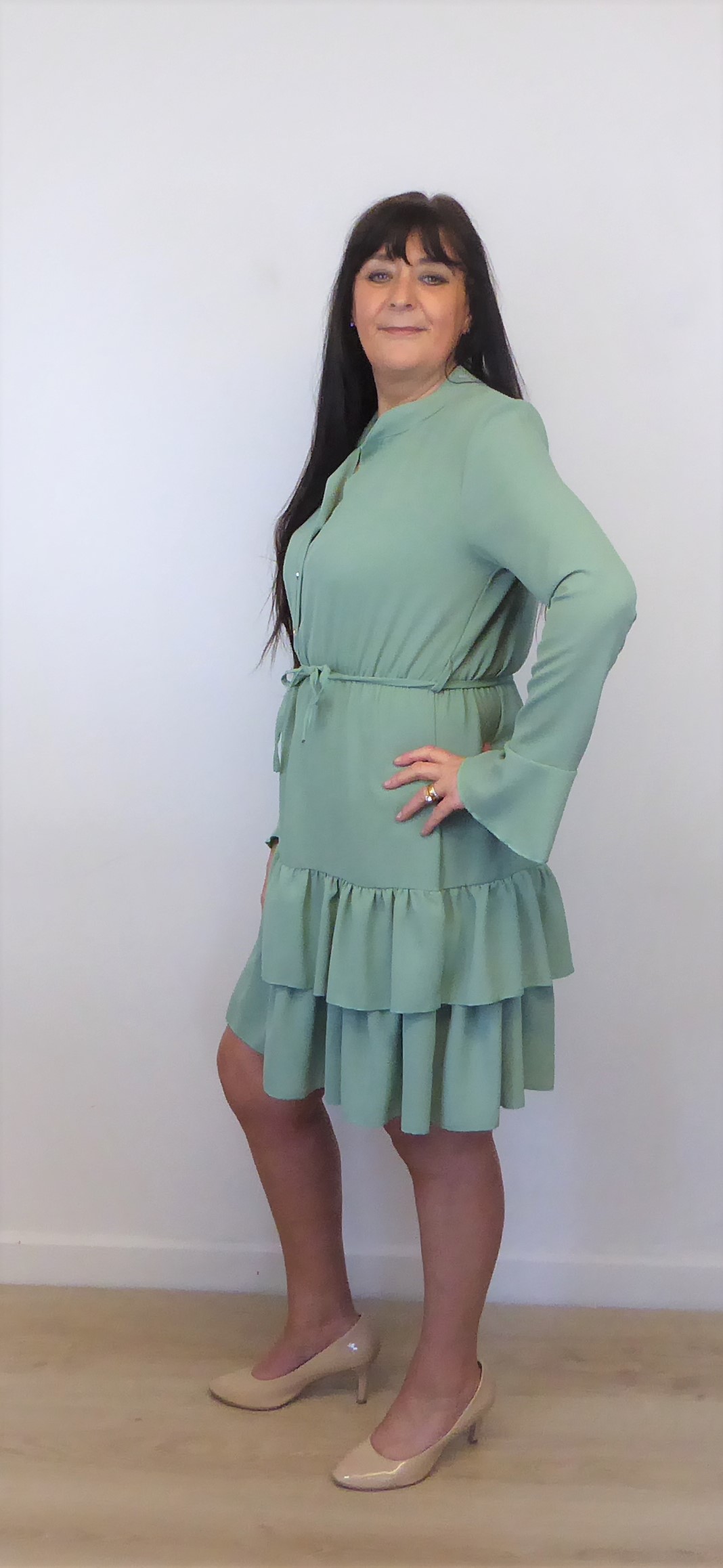 Peppermint Green Ruffle Dress - Image 3