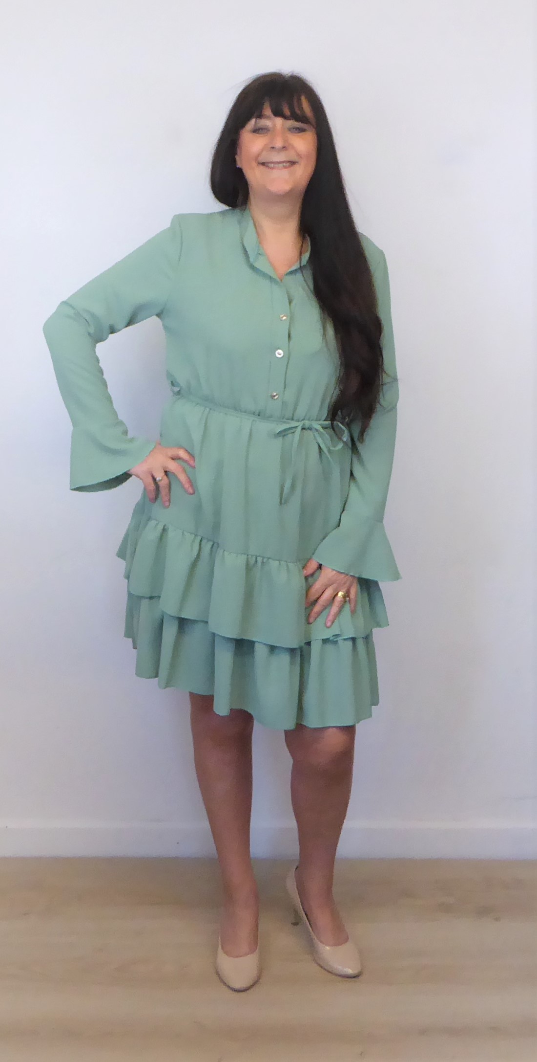 Peppermint Green Ruffle Dress - Image 4