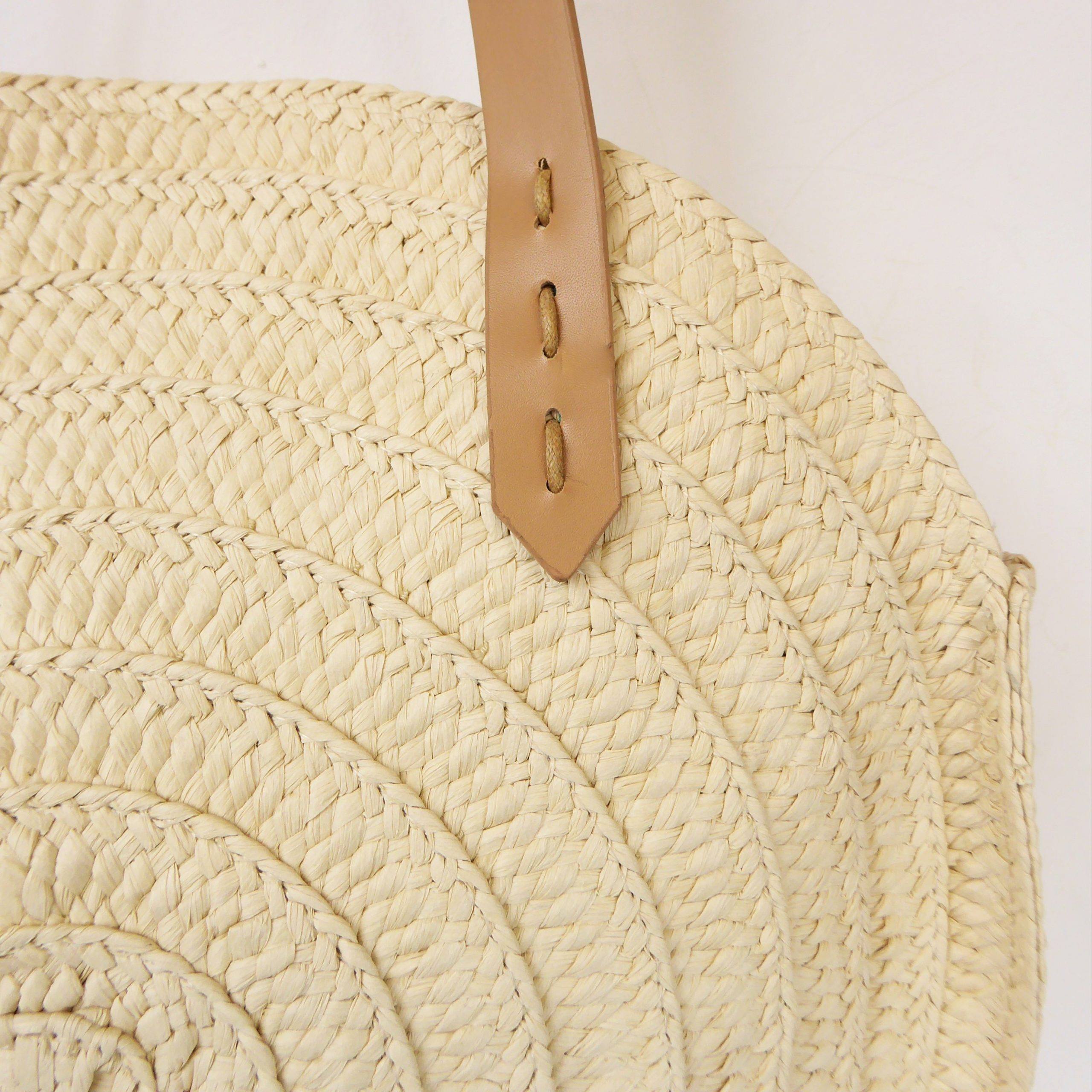Beige Straw Round Bag - Image 3