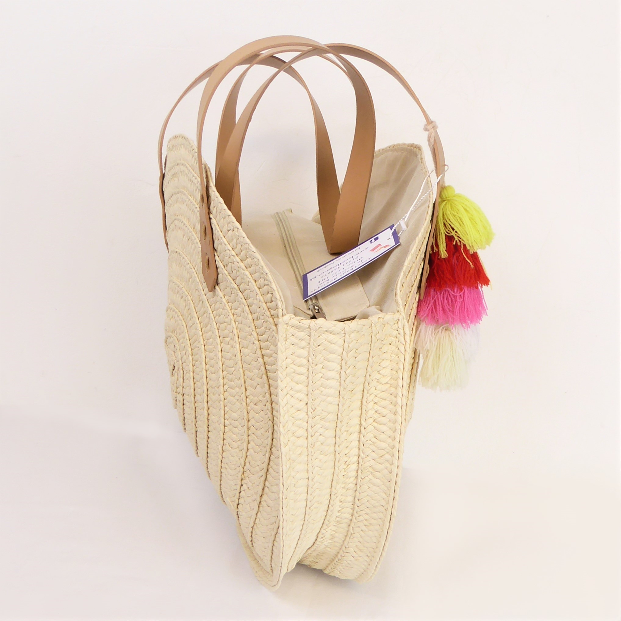 Beige Straw Round Bag - Image 4