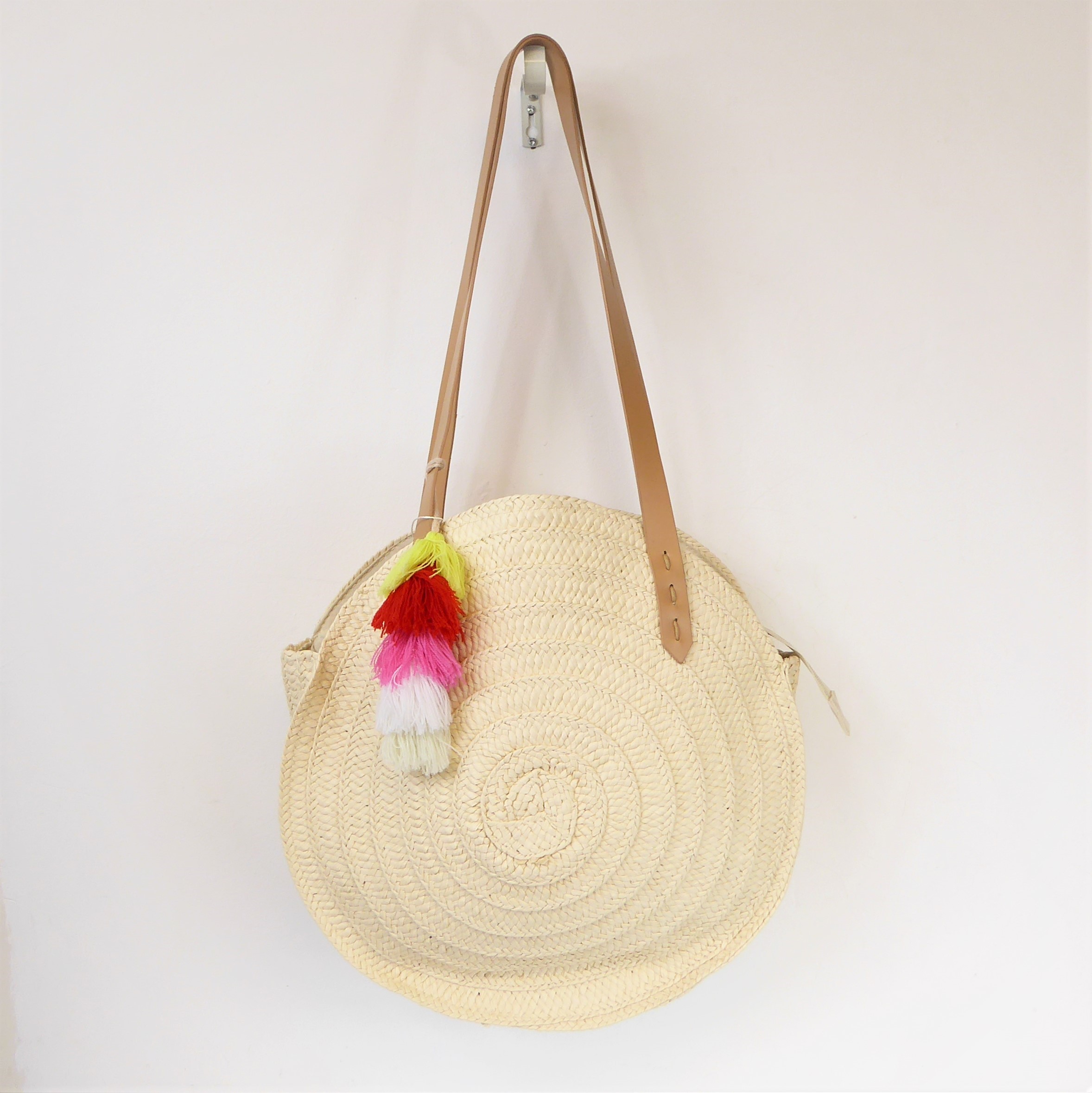 Beige Straw Round Bag