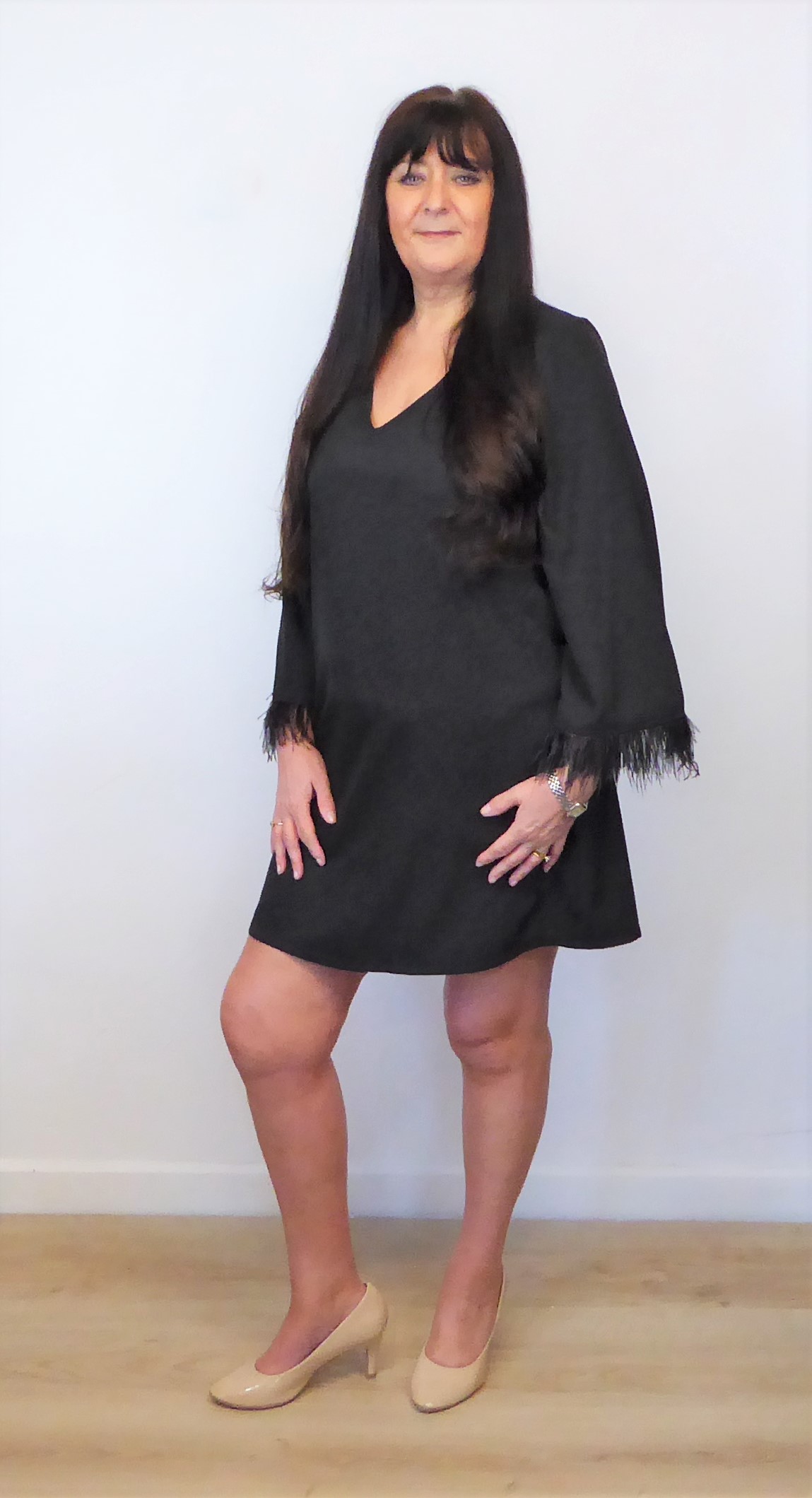 Black Feather Tunic Dress