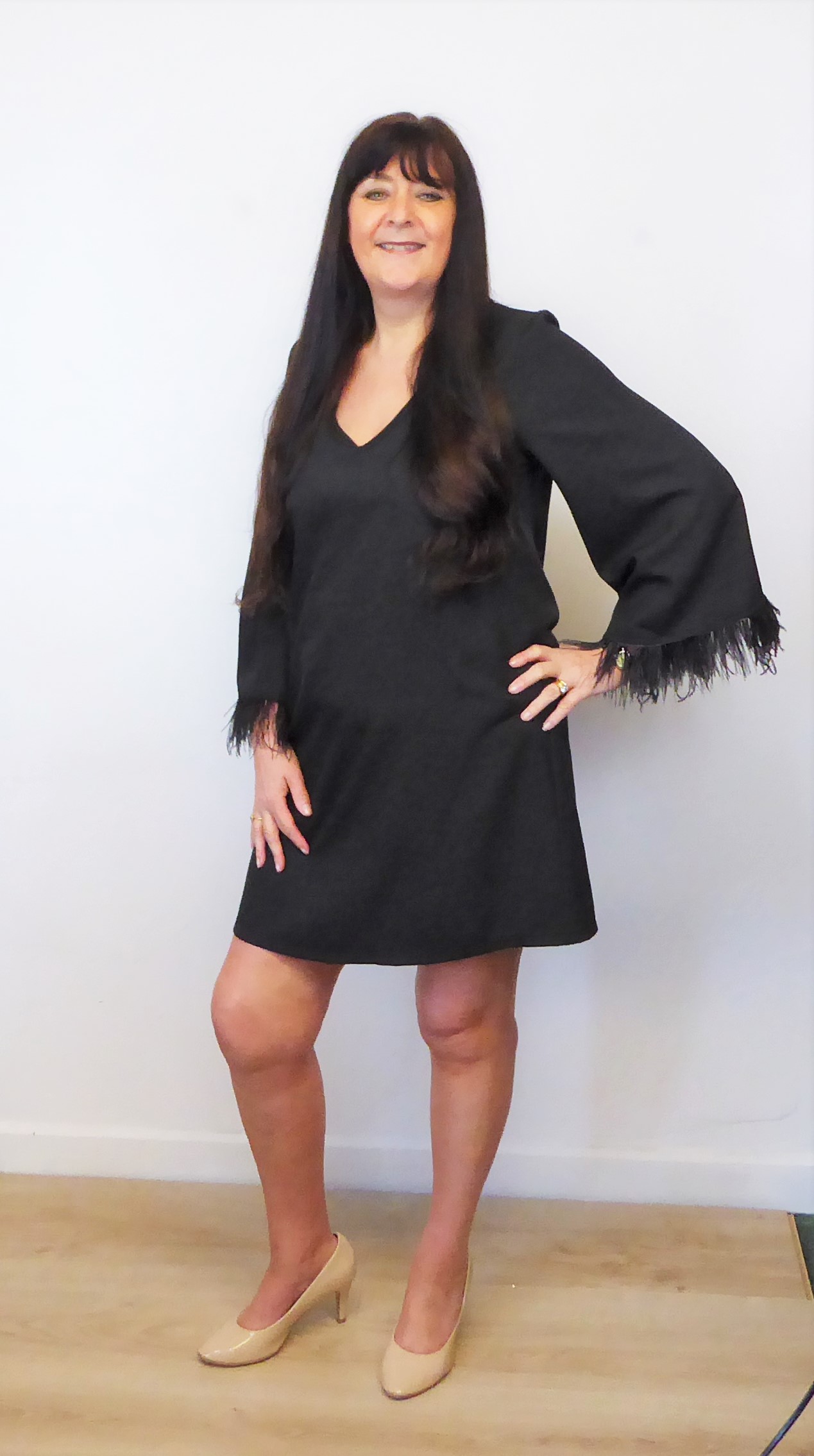 Black Feather Tunic Dress - Image 5
