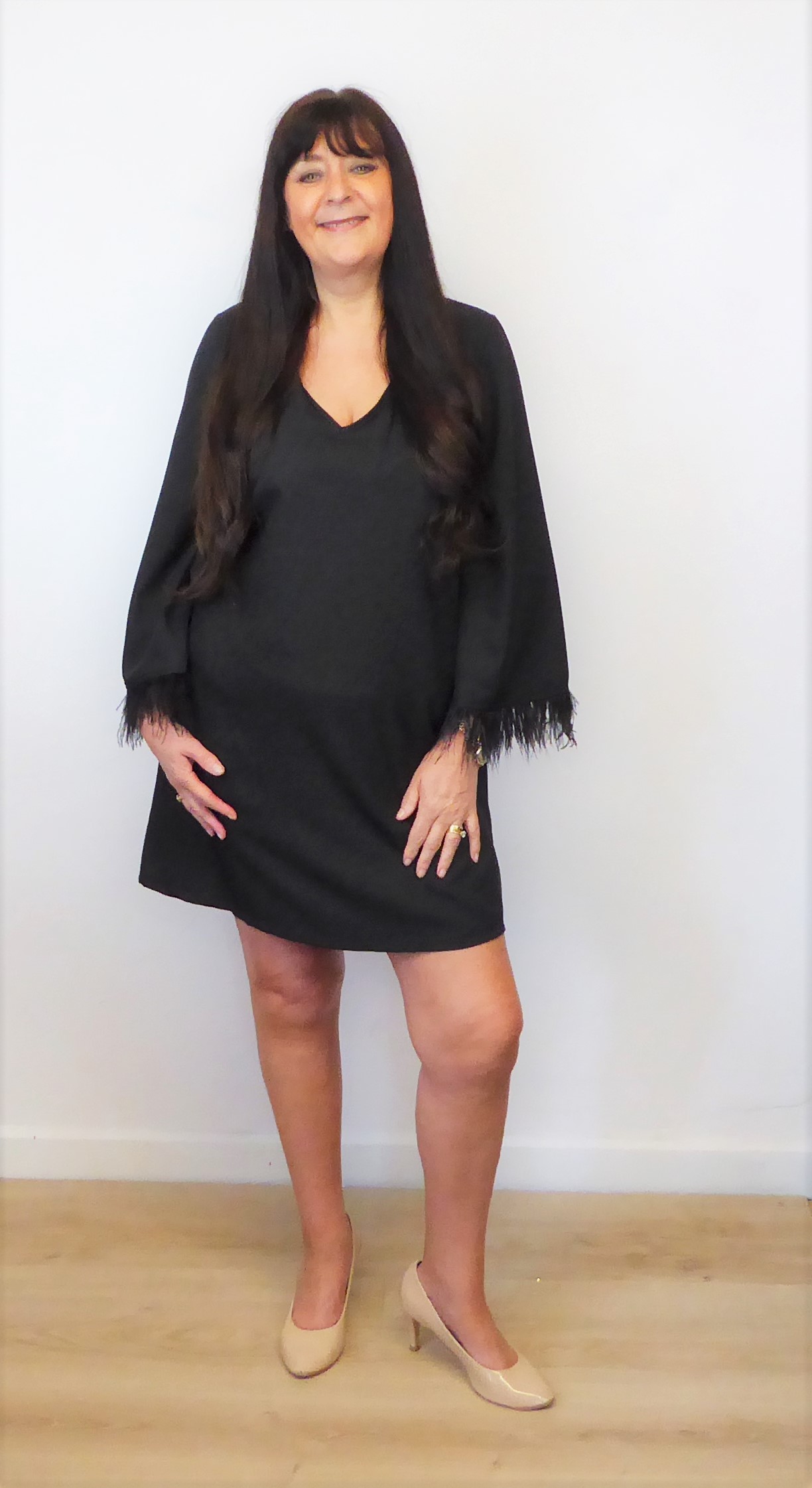 Black Feather Tunic Dress - Image 6