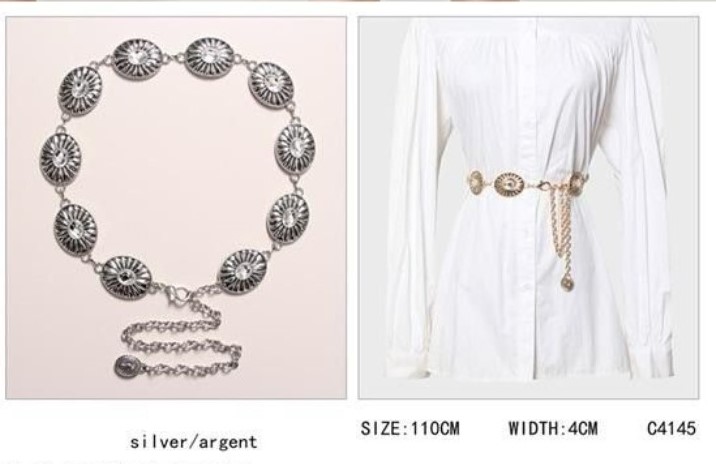 Boho Oval Diamante Metal Chain Belt - Image 3