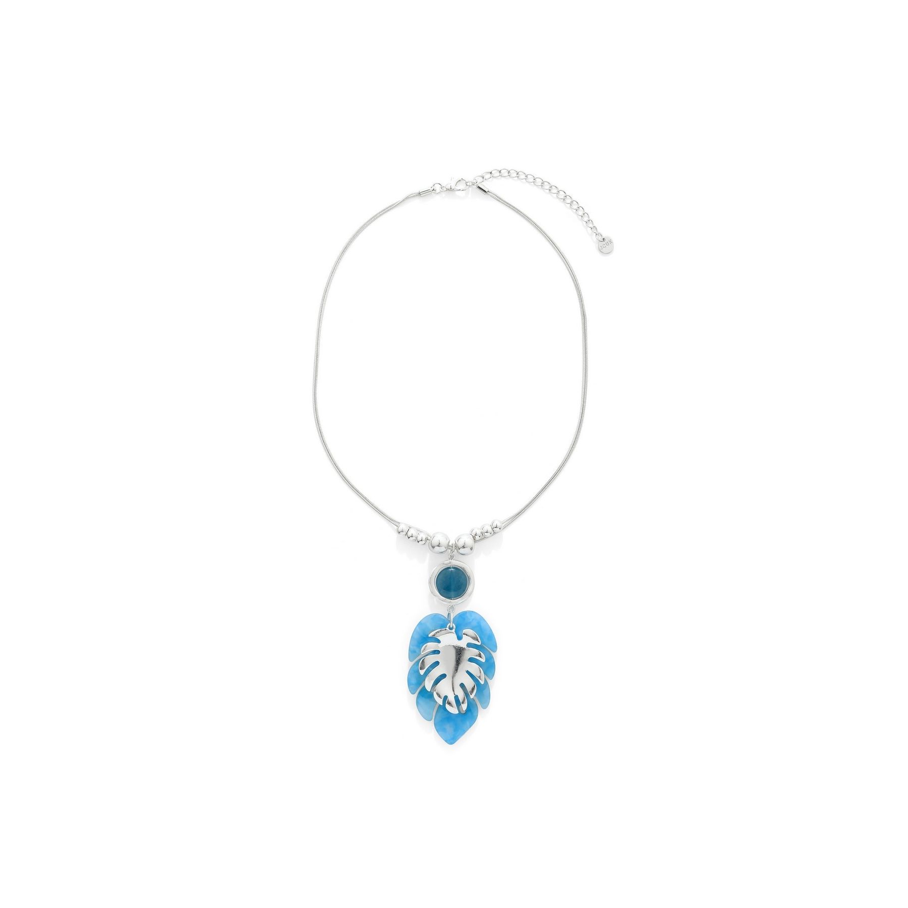 Blue Leaf Silver Necklace