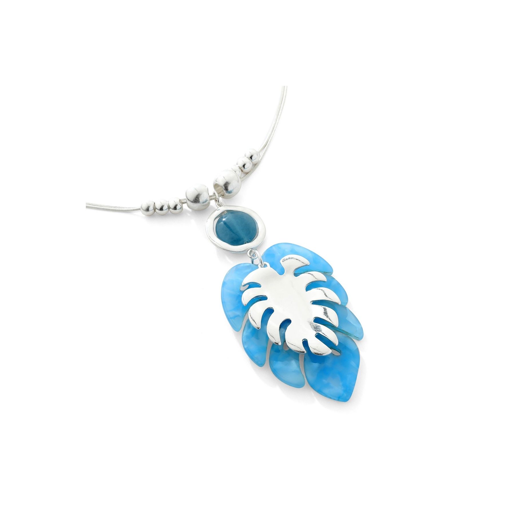 Blue Leaf Silver Necklace - Image 2