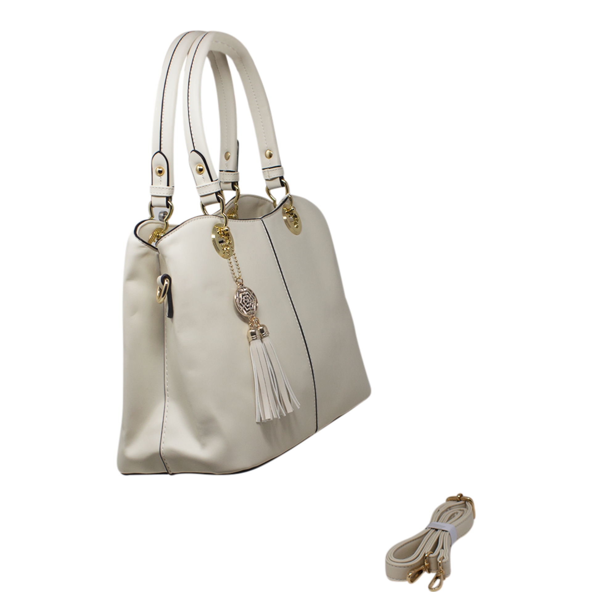 Beige Tassel Tote Bag - Image 2