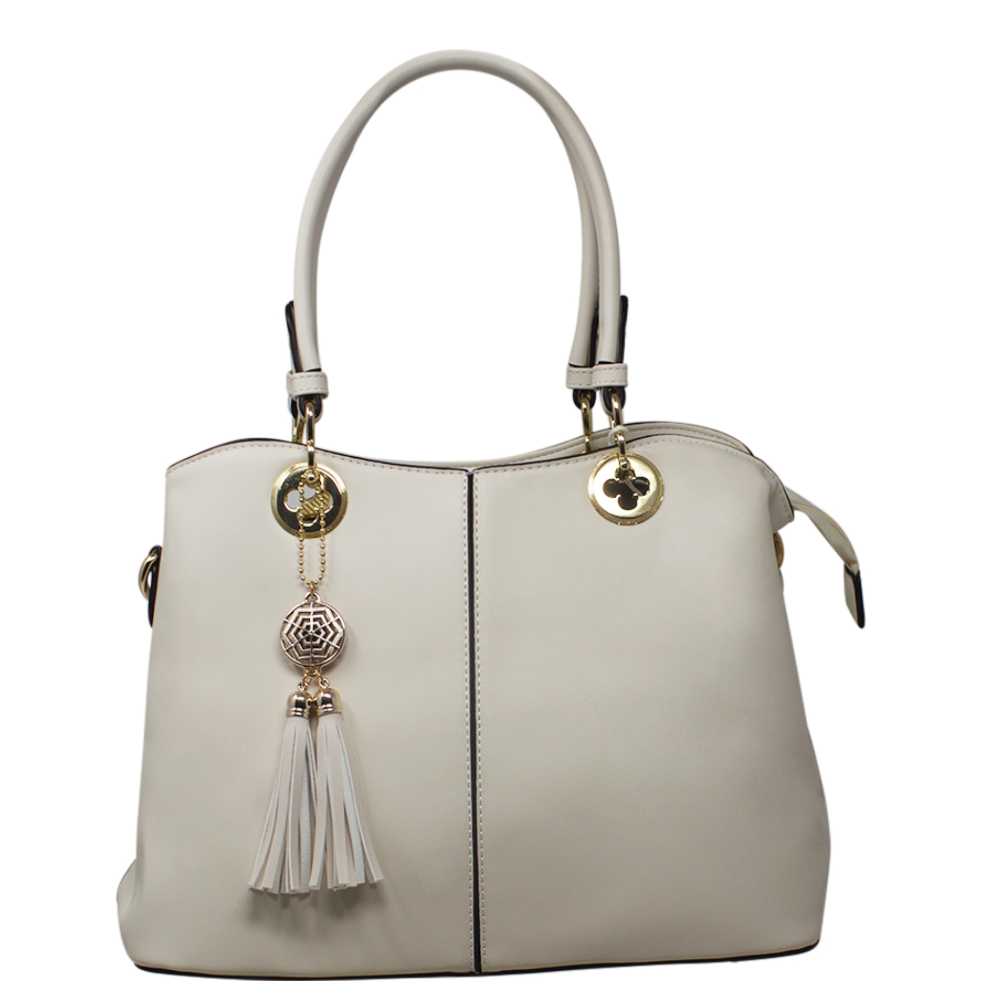 Beige Tassel Tote Bag