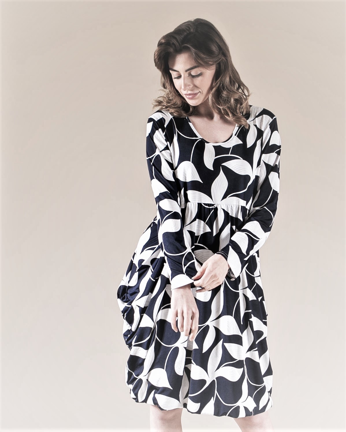 Black Textured Floral Magic Dress