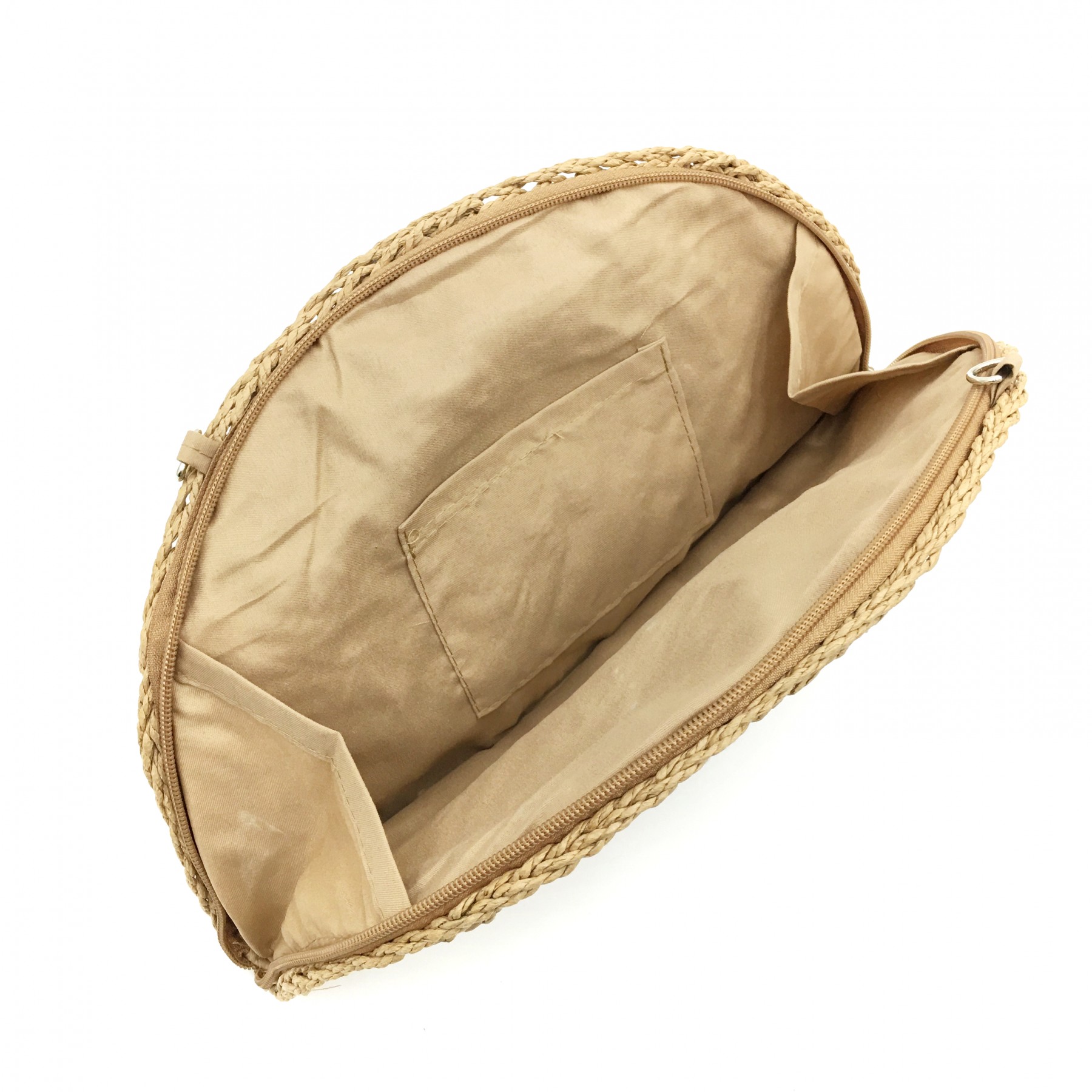 Brown Shell Straw Clutch Bag - Image 3