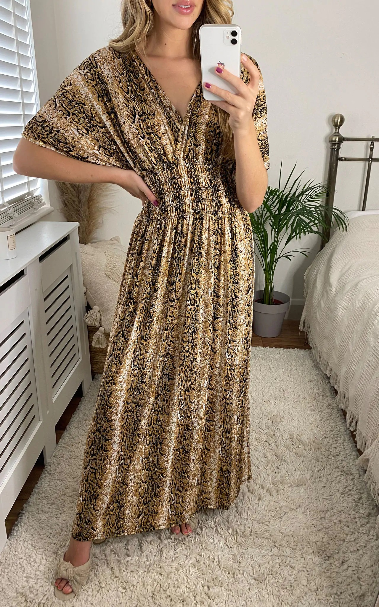 Brown Reptile Cross Over Maxi Dress - Image 2