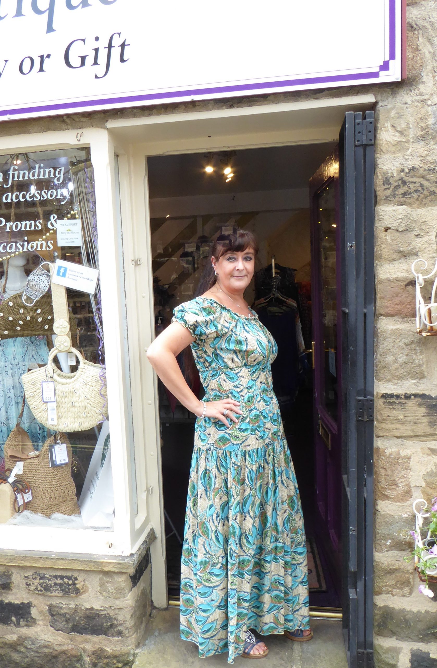 Tropical Leaf Bardot Maxi Dress - Image 3