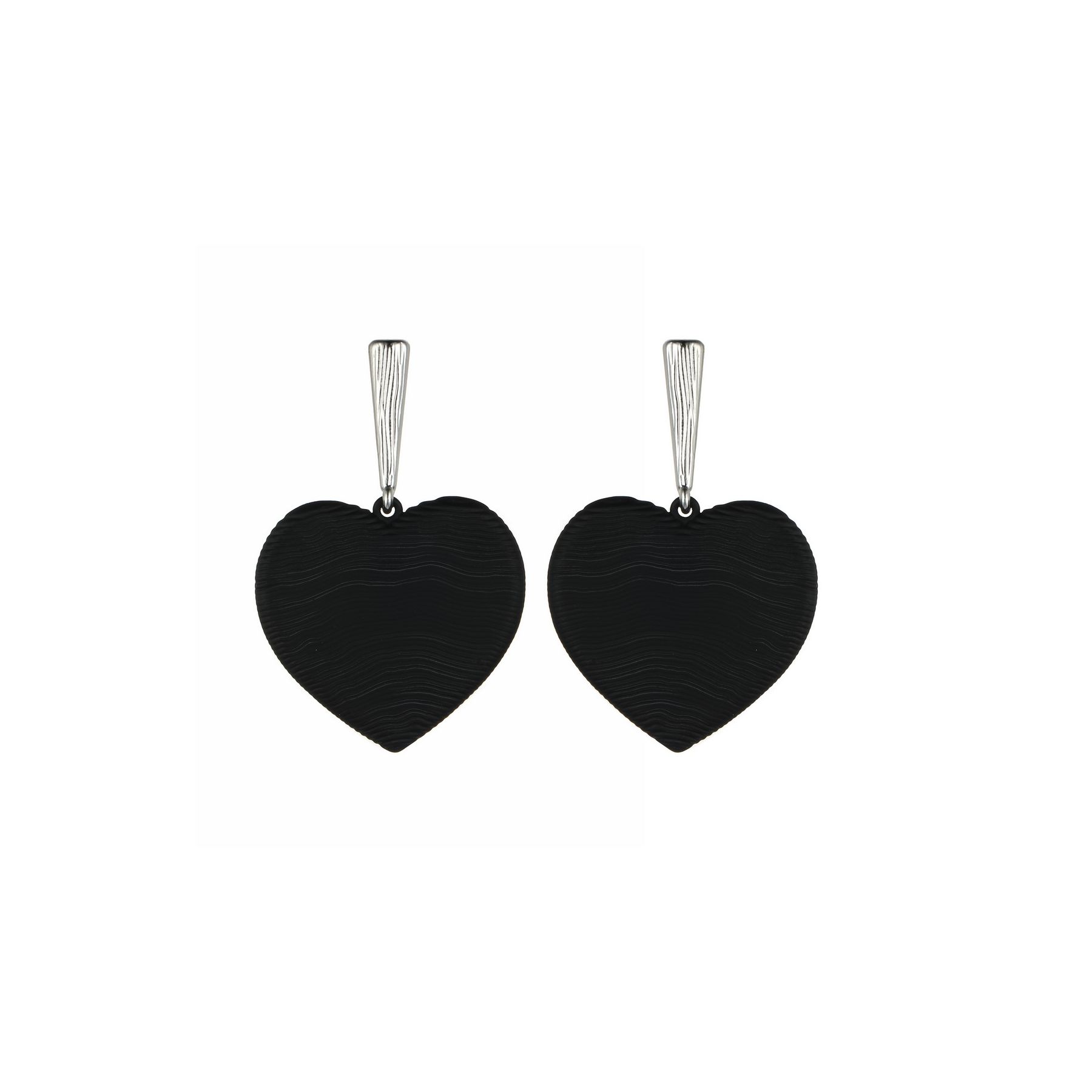 Black Texured Heart Earrings