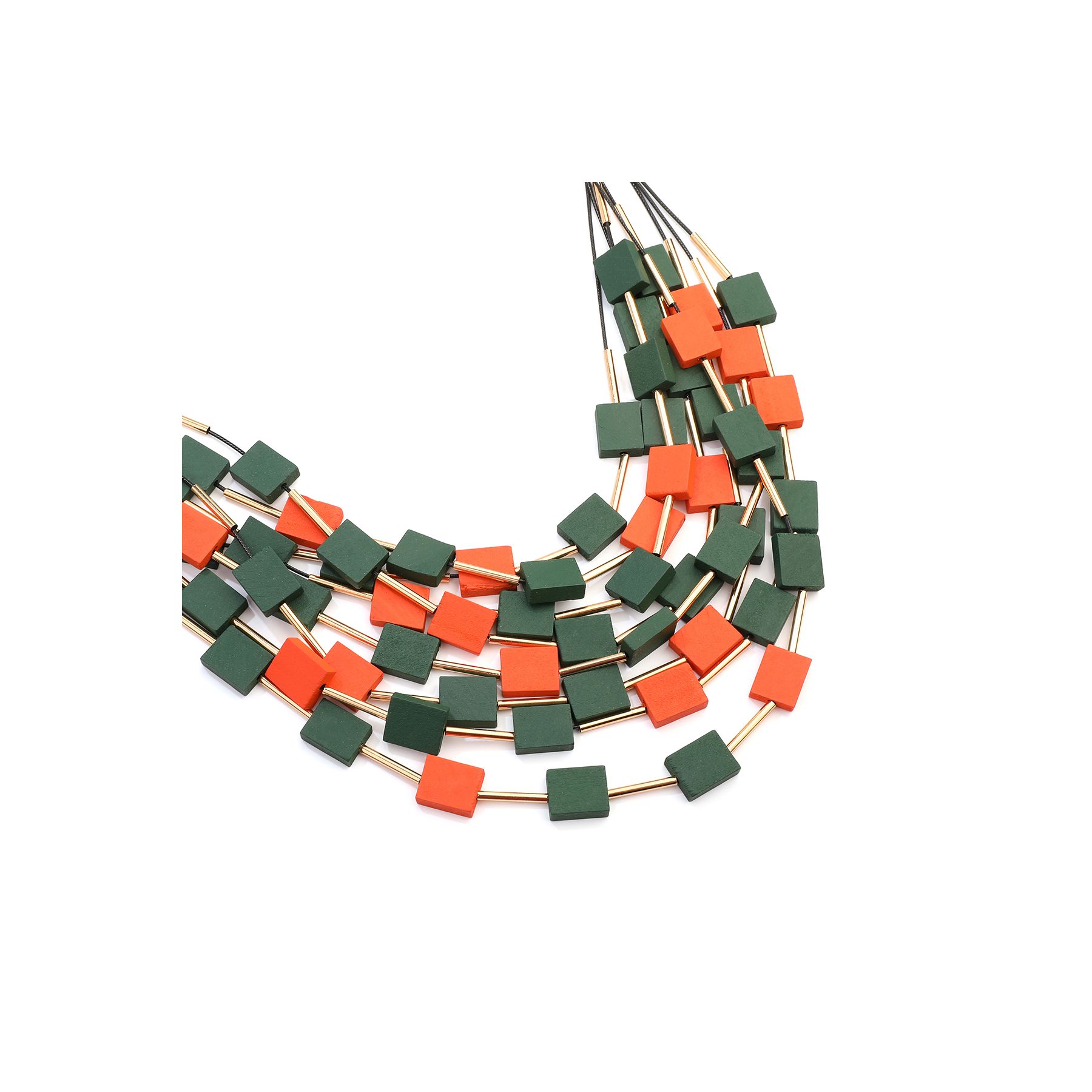 Green Orange Wooden Necklace - Image 2