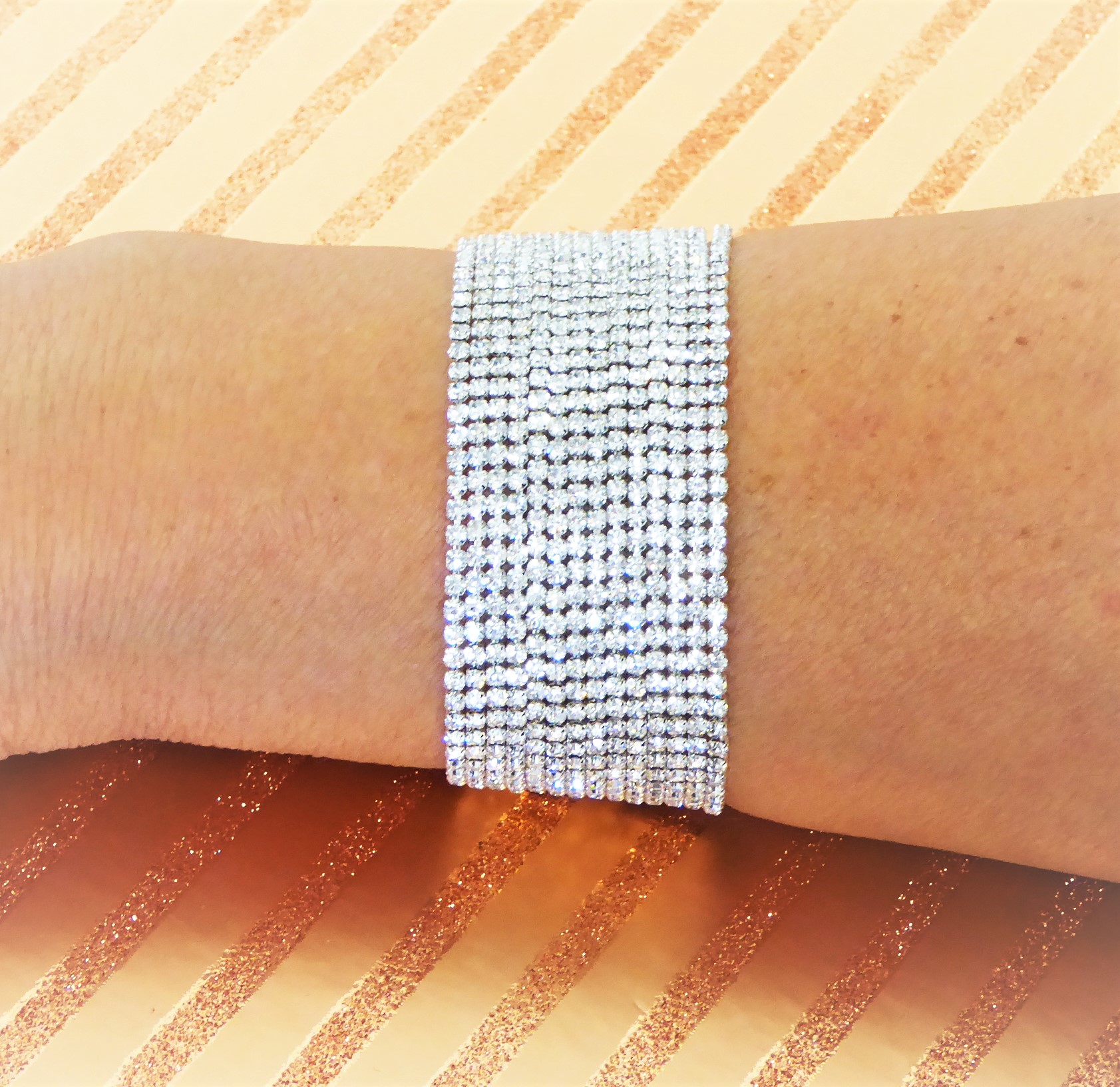 Silver Diamante Wide Bracelet