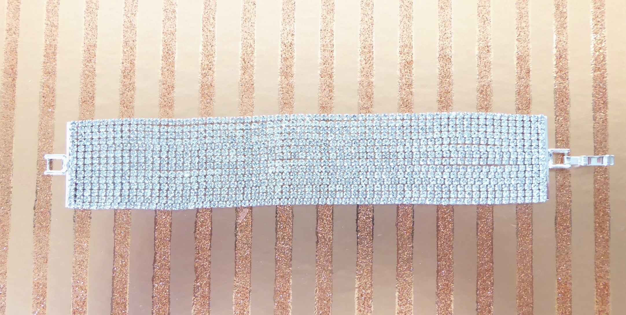 Silver Diamante Wide Bracelet