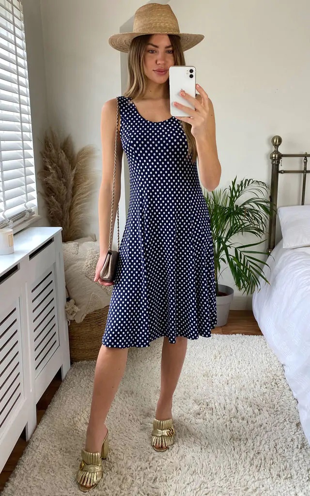 Blue Polka Dot Dress - Image 4