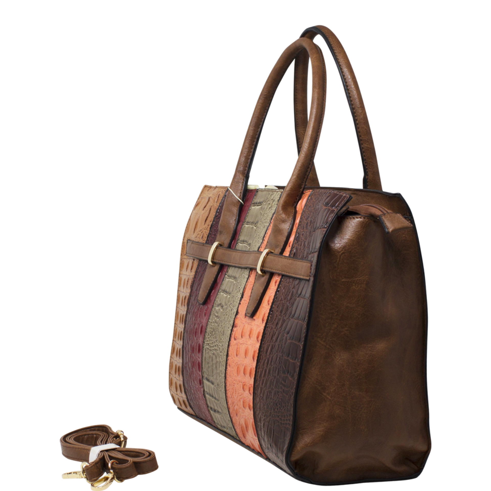 Brown Croc Effect Tote - Image 2